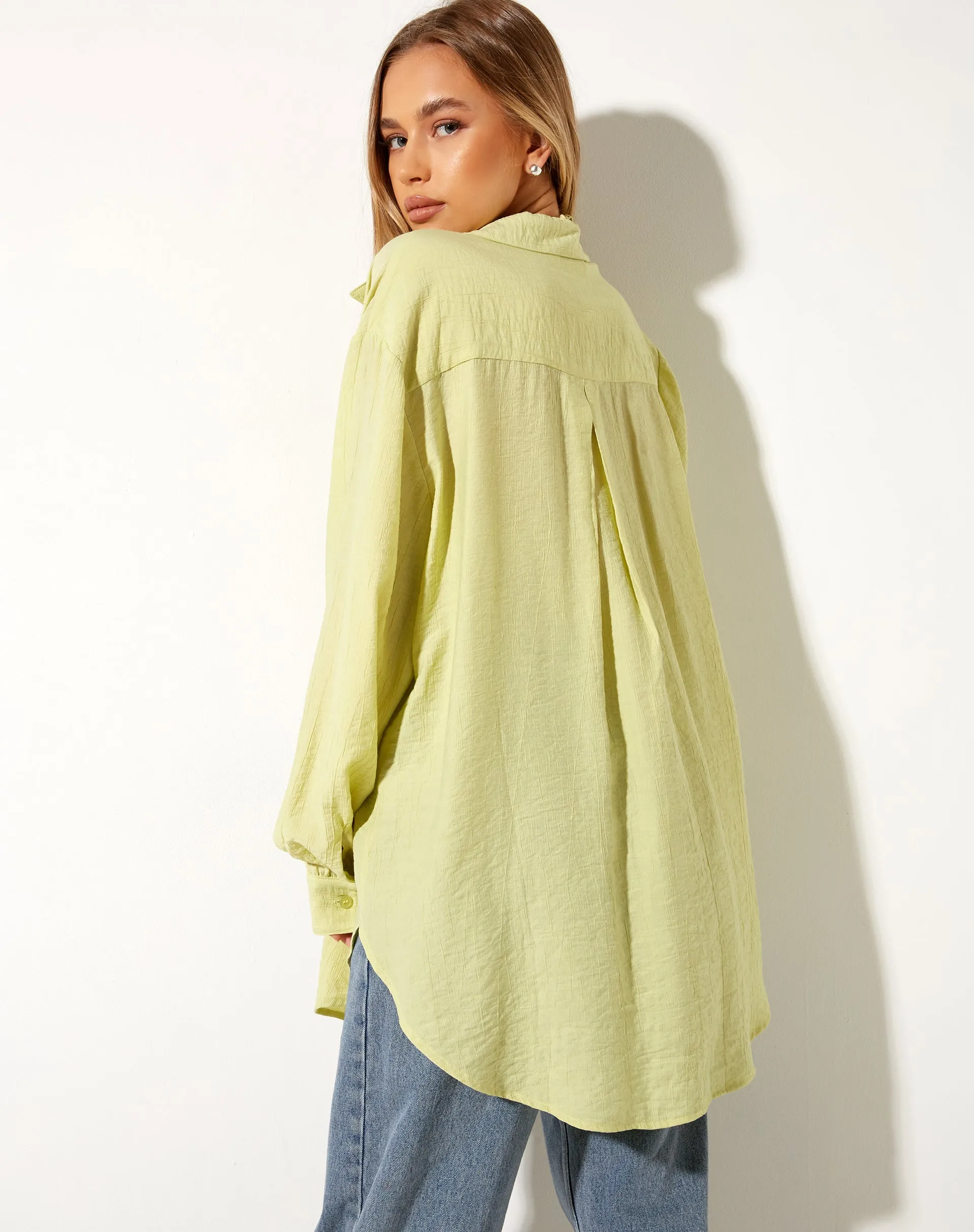 Dael Oversized Shirt in Crinkle Sage sold by Motel Rocks product image thumbnail 2
