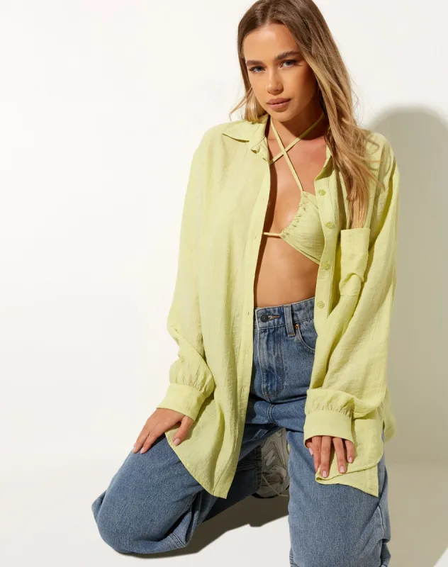 Dael Oversized Shirt in Crinkle Sage sold by Motel Rocks