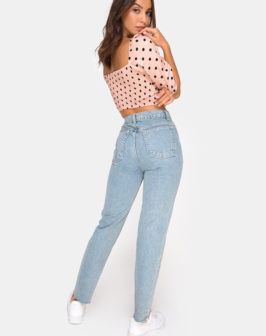Flory Crop Top in New Polka Nude sold by Motel Rocks product image thumbnail 4