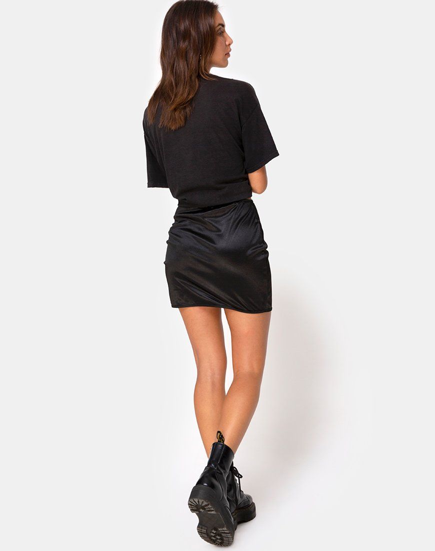 Shena Mini Skirt in Satin Black sold by Motel Rocks product image thumbnail 5