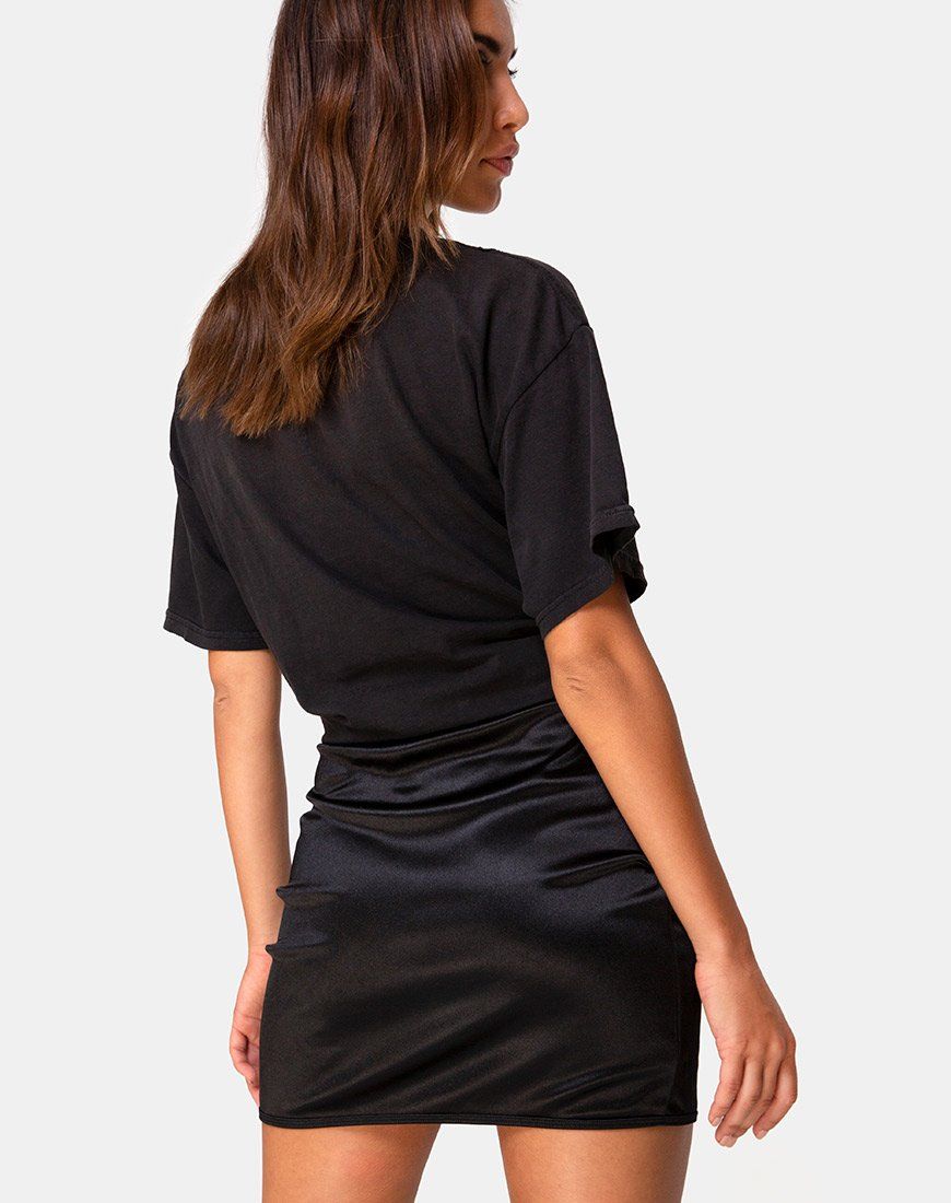 Shena Mini Skirt in Satin Black sold by Motel Rocks product image thumbnail 3