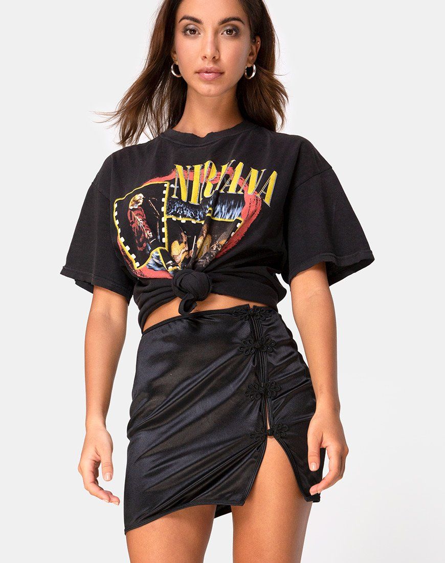 Shena Mini Skirt in Satin Black sold by Motel Rocks product image thumbnail 2