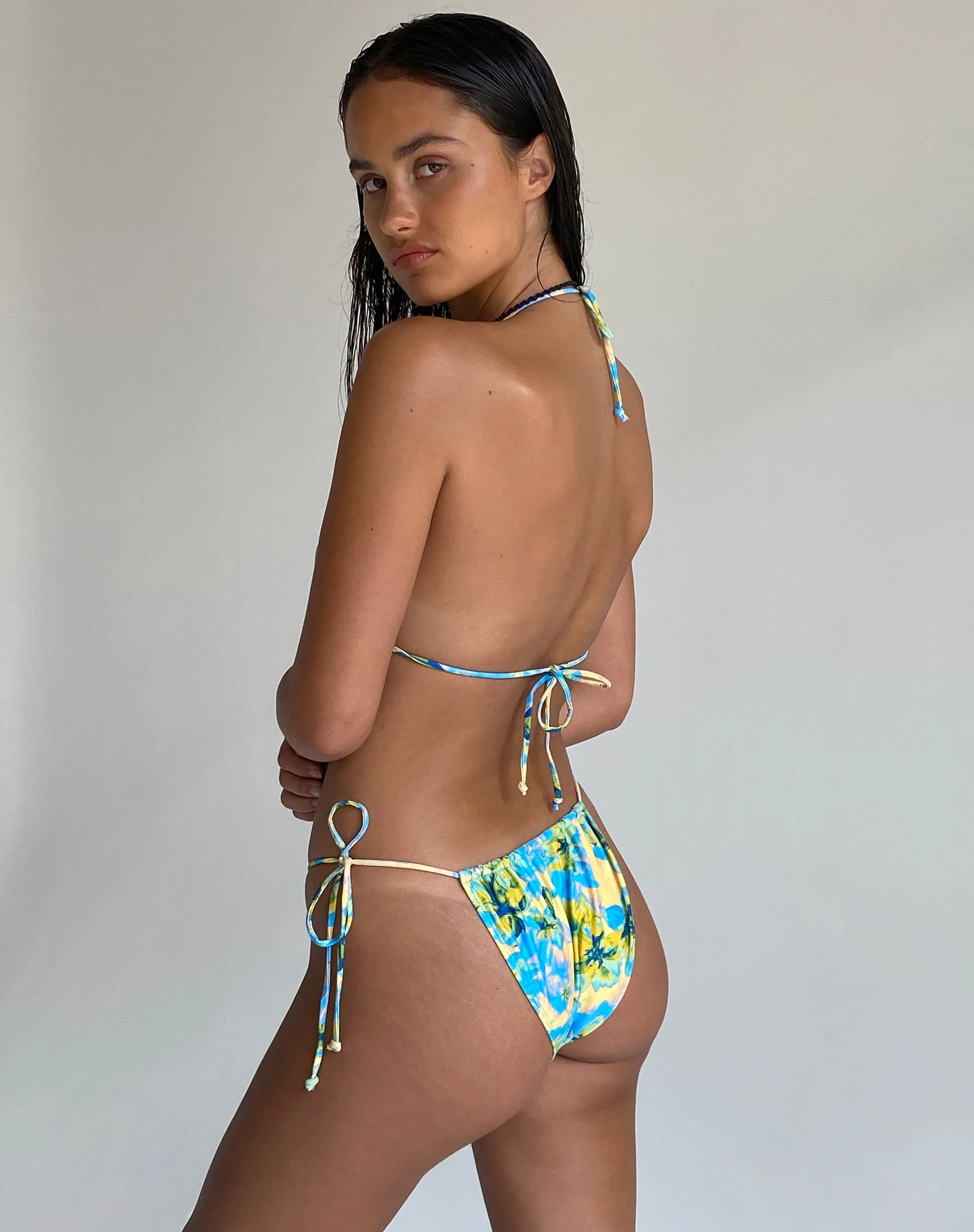 Leyna Bikini Bottom in Blue Watercolour Floral sold by Motel Rocks product image thumbnail 4