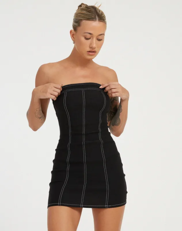 Livadia Mini Dress in Black sold by Motel Rocks