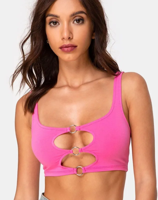 Keddo Crop Top in 80's Pink sold by Motel Rocks