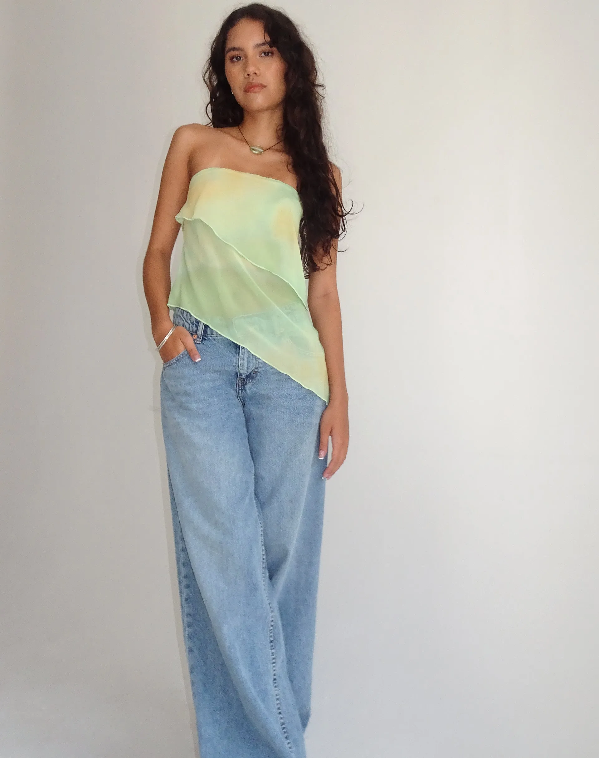 Joyce Longline Waterfall Tube Top in Yellow Watercolour sold by Motel Rocks product image thumbnail 5