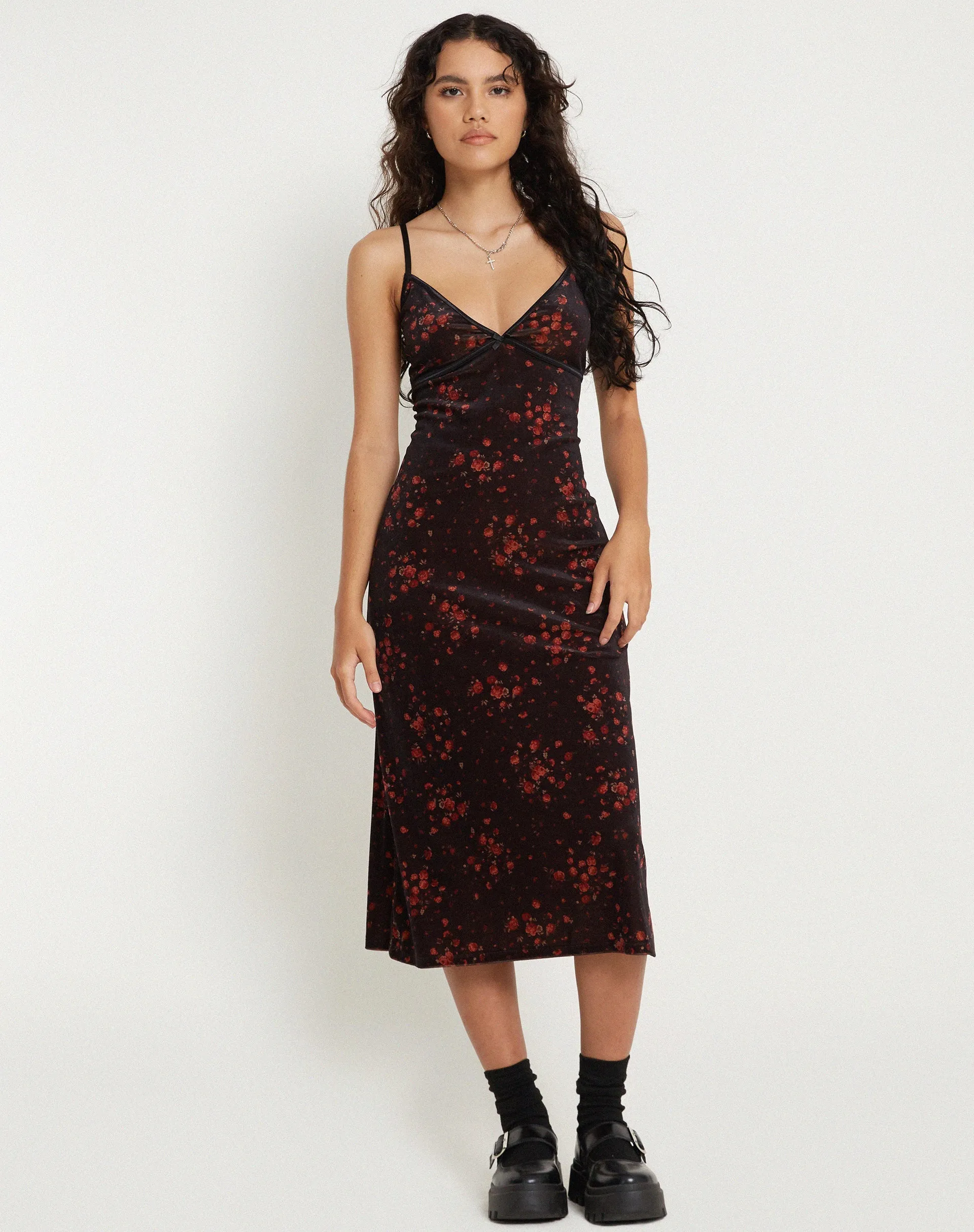 Camelia Maxi Dress in Rose Cluster Velvet sold by Motel Rocks product image thumbnail 5