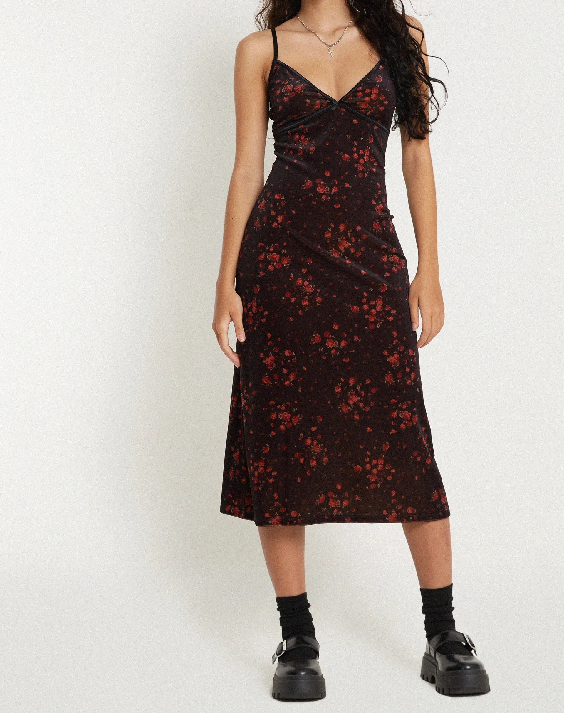 Camelia Maxi Dress in Rose Cluster Velvet sold by Motel Rocks product image thumbnail 4