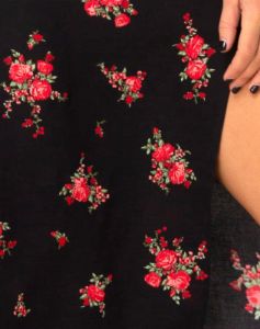 Saika Midi Skirt in Soi Rose Black and Red sold by Motel Rocks
