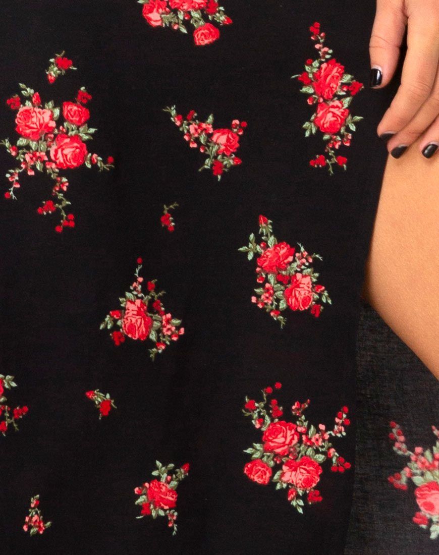 Saika Midi Skirt in Soi Rose Black and Red sold by Motel Rocks product image thumbnail 5