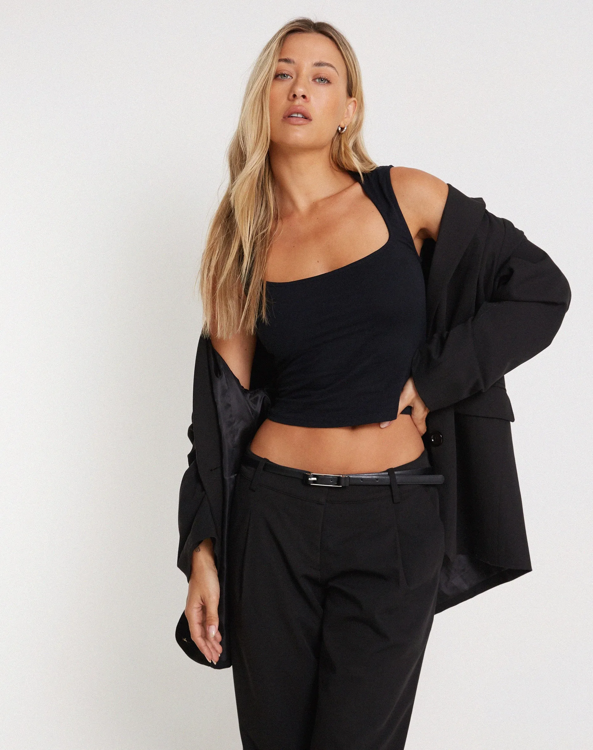 Jinsu Crop Top in Lycra Black sold by Motel Rocks product image thumbnail 3