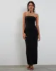 Annalise Bandeau Slinky Maxi Dress in Black sold by Motel Rocks