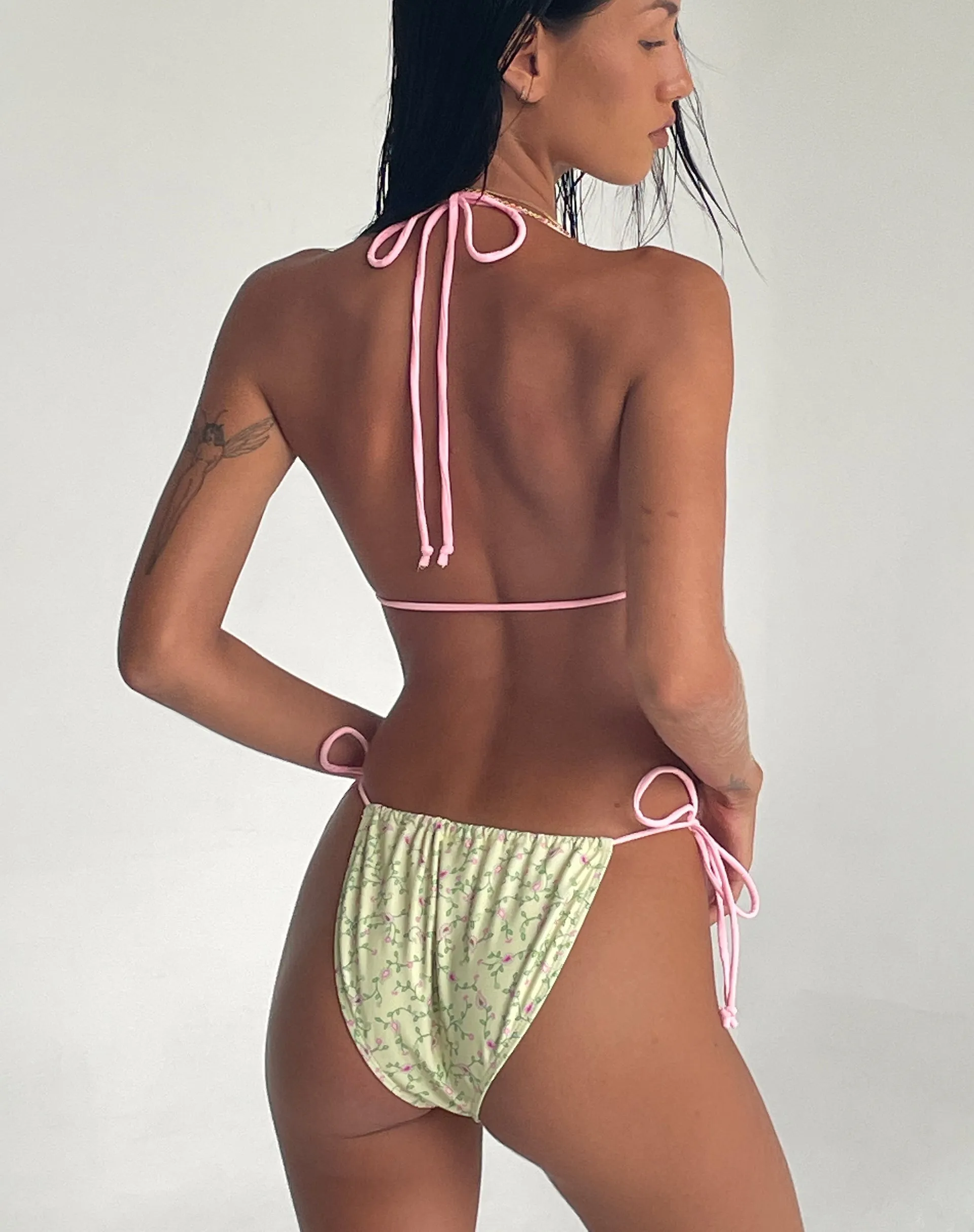 Leyna Bikini Bottom in Paisley Yellow with Pink Binding sold by Motel Rocks product image thumbnail 5