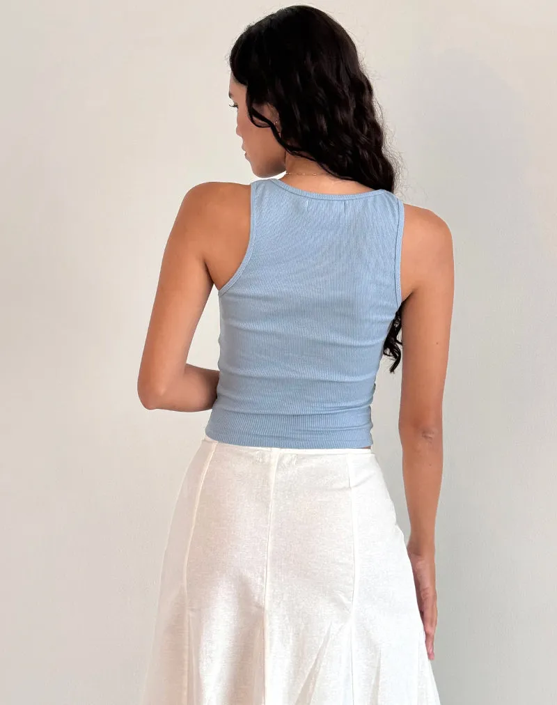 Roxe Ribbed Vest Top in Nantucket Blue sold by Motel Rocks product image thumbnail 3