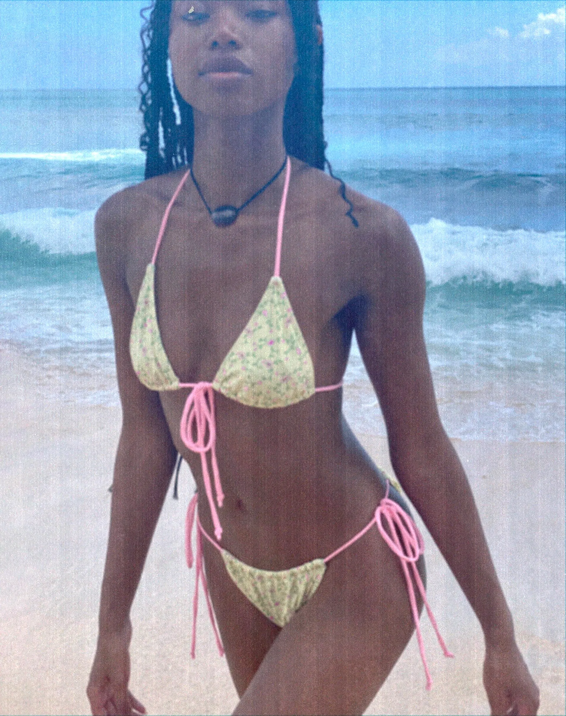 Leyna Bikini Bottom in Paisley Yellow with Pink Binding sold by Motel Rocks product image thumbnail 3