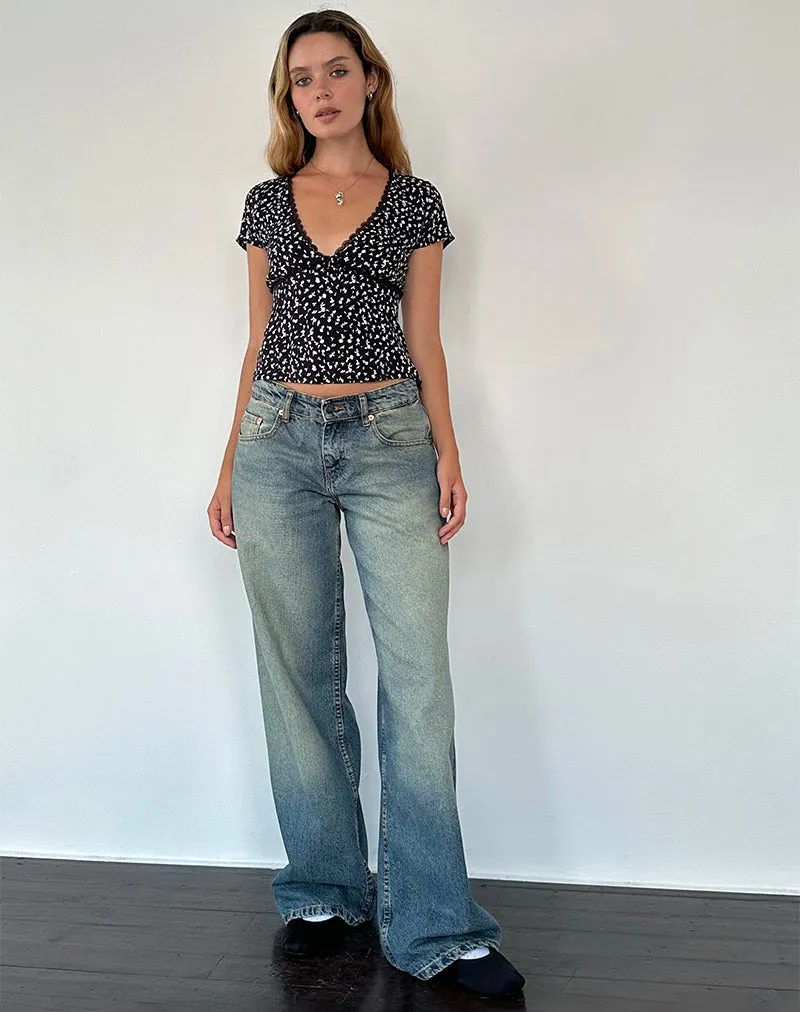 Asani Top in Black Ditsy Romance sold by Motel Rocks product image thumbnail 5