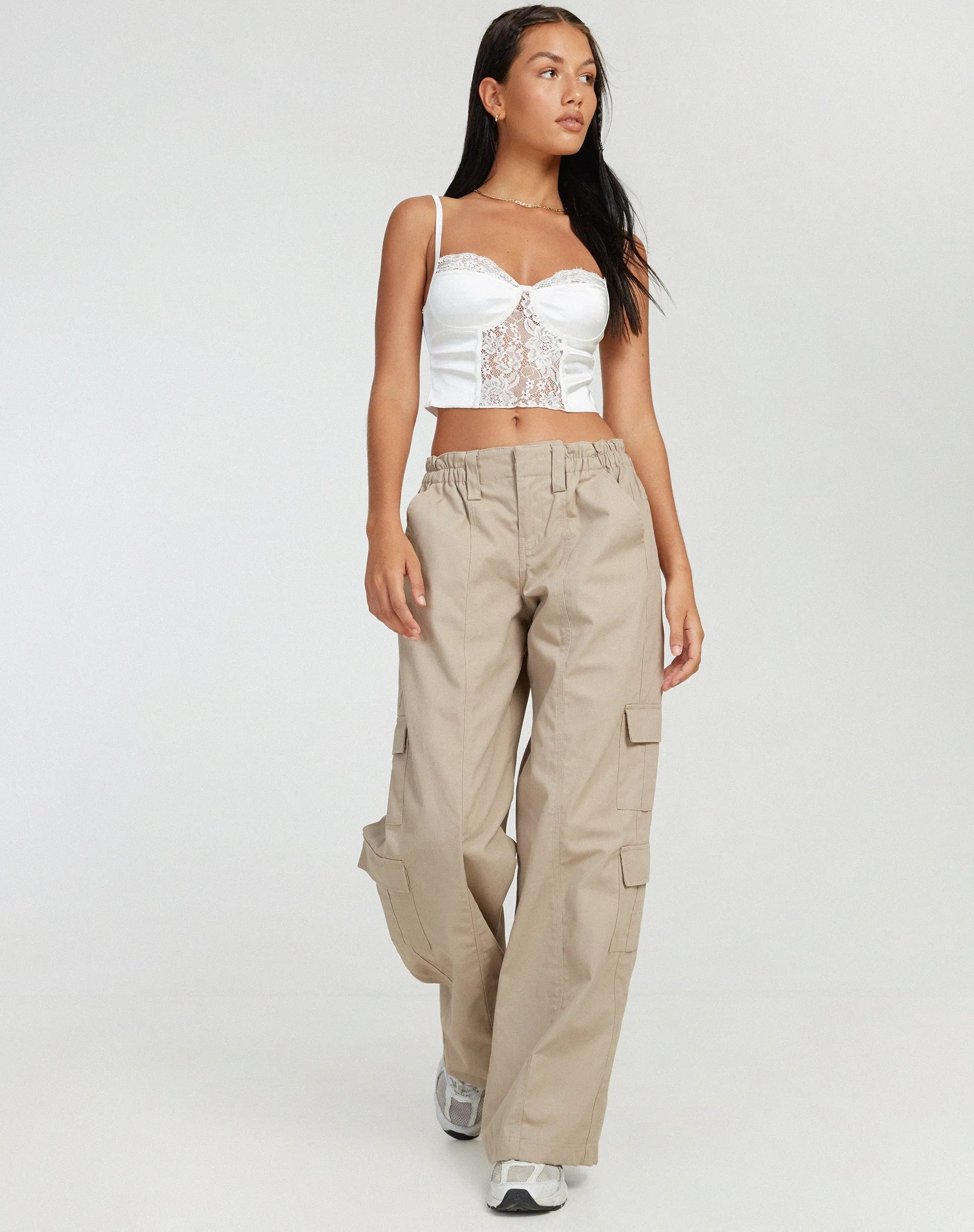 Litasa Corset Top in Satin Ivory sold by Motel Rocks product image thumbnail 3