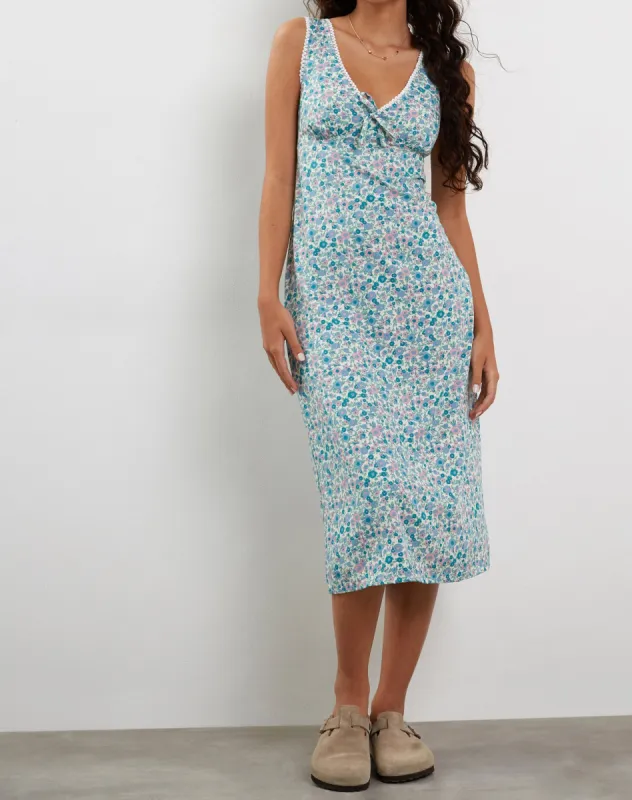 Lavisha Midi Dress in Flower Power Blue sold by Motel Rocks