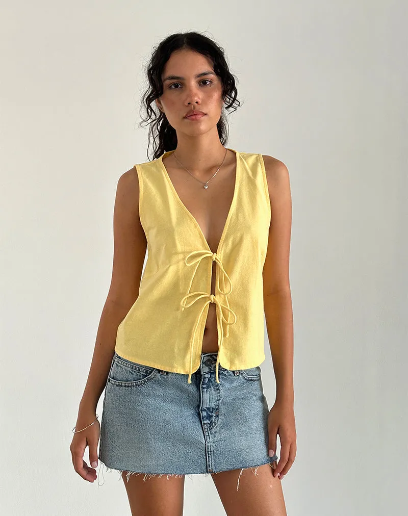 Kayve Tie Front Top in Lemonade sold by Motel Rocks