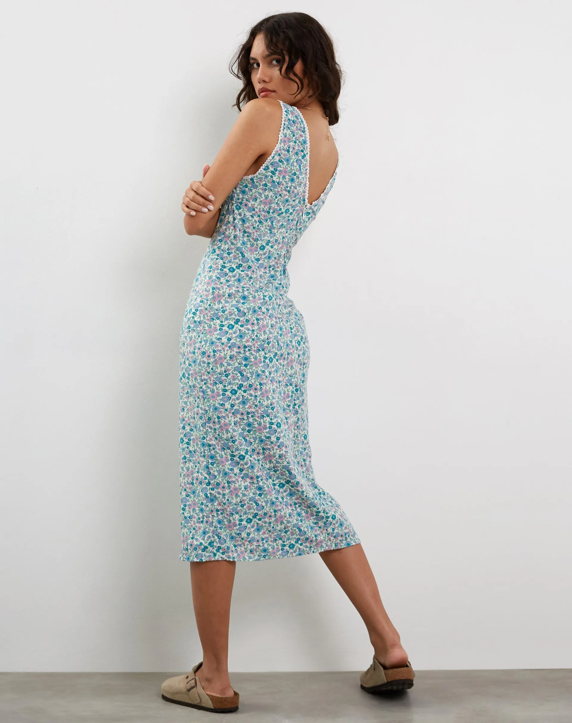 Lavisha Midi Dress in Flower Power Blue sold by Motel Rocks product image thumbnail 3