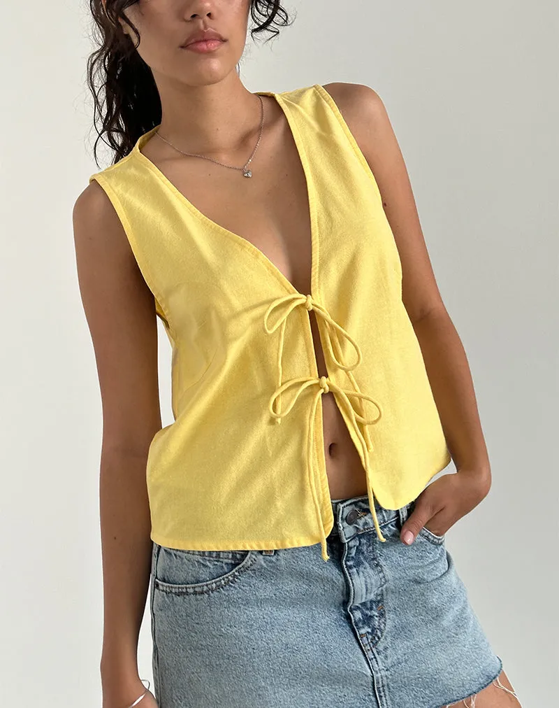 Kayve Tie Front Top in Lemonade sold by Motel Rocks product image thumbnail 2
