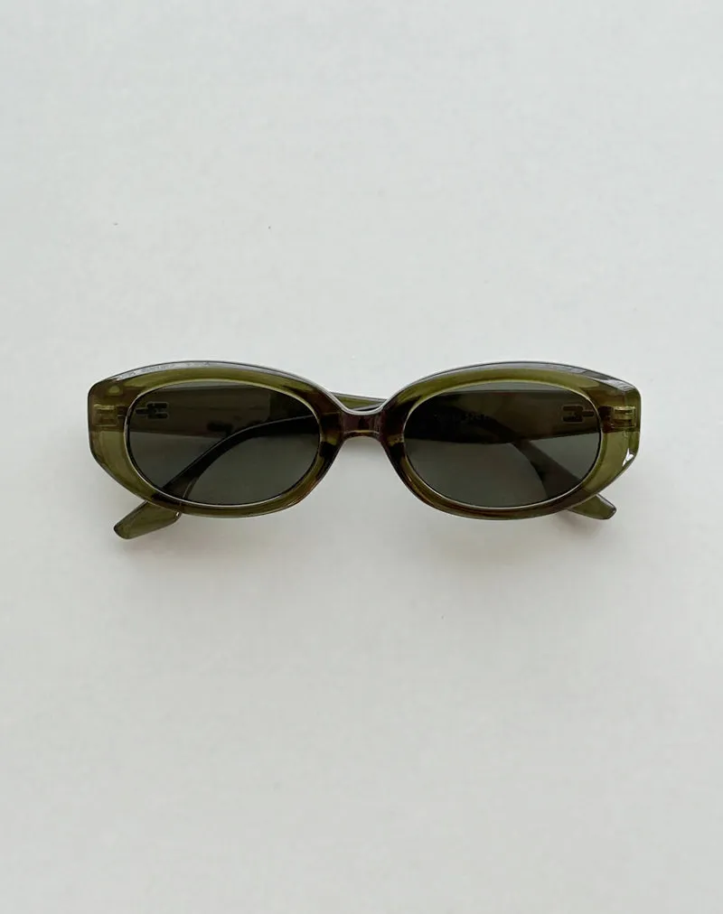 Chelonia Oval Sunglasses in Dark Olive sold by Motel Rocks product image thumbnail 3