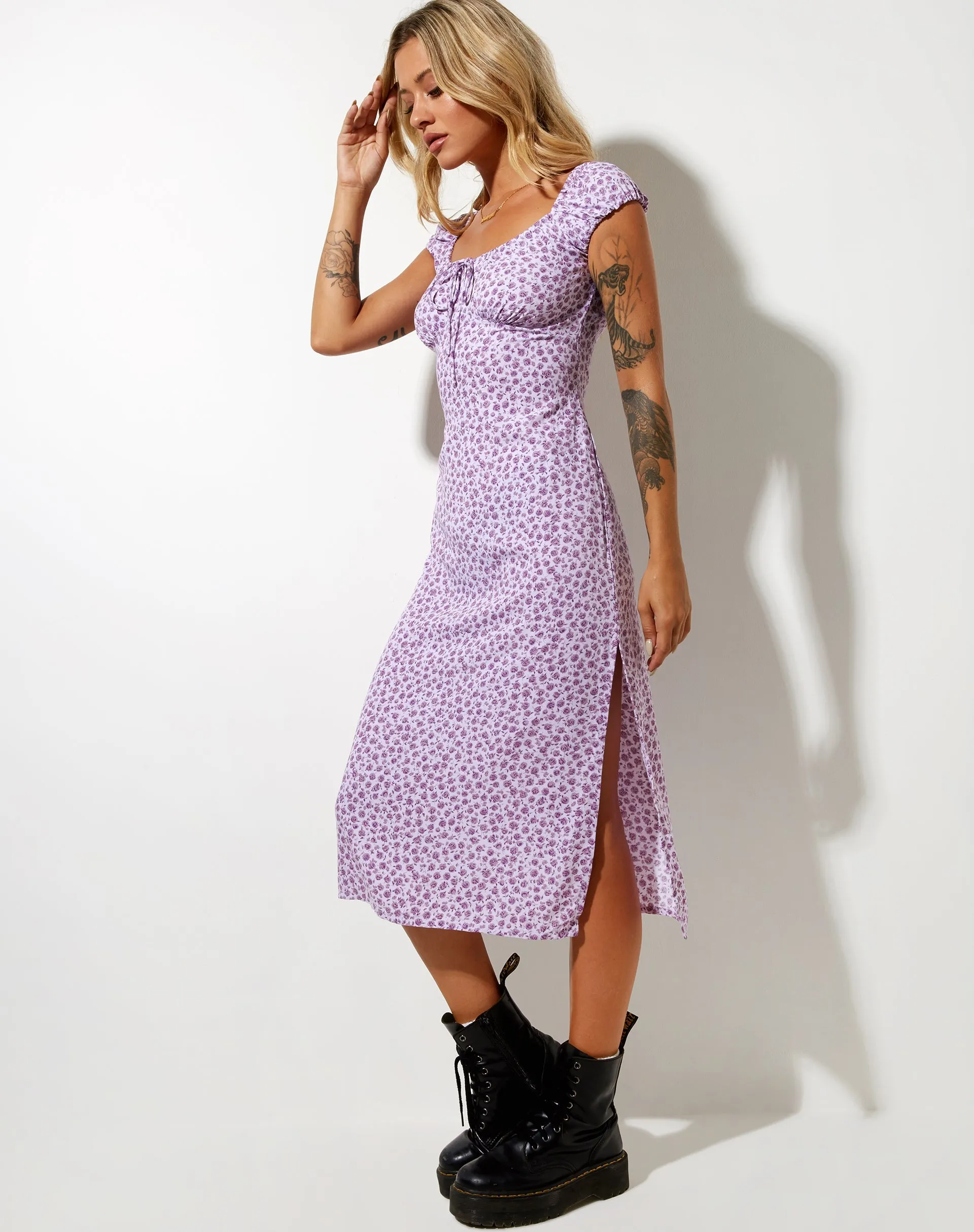 Lona Midi Dress in Ditsy Rose Lilac sold by Motel Rocks product image thumbnail 4