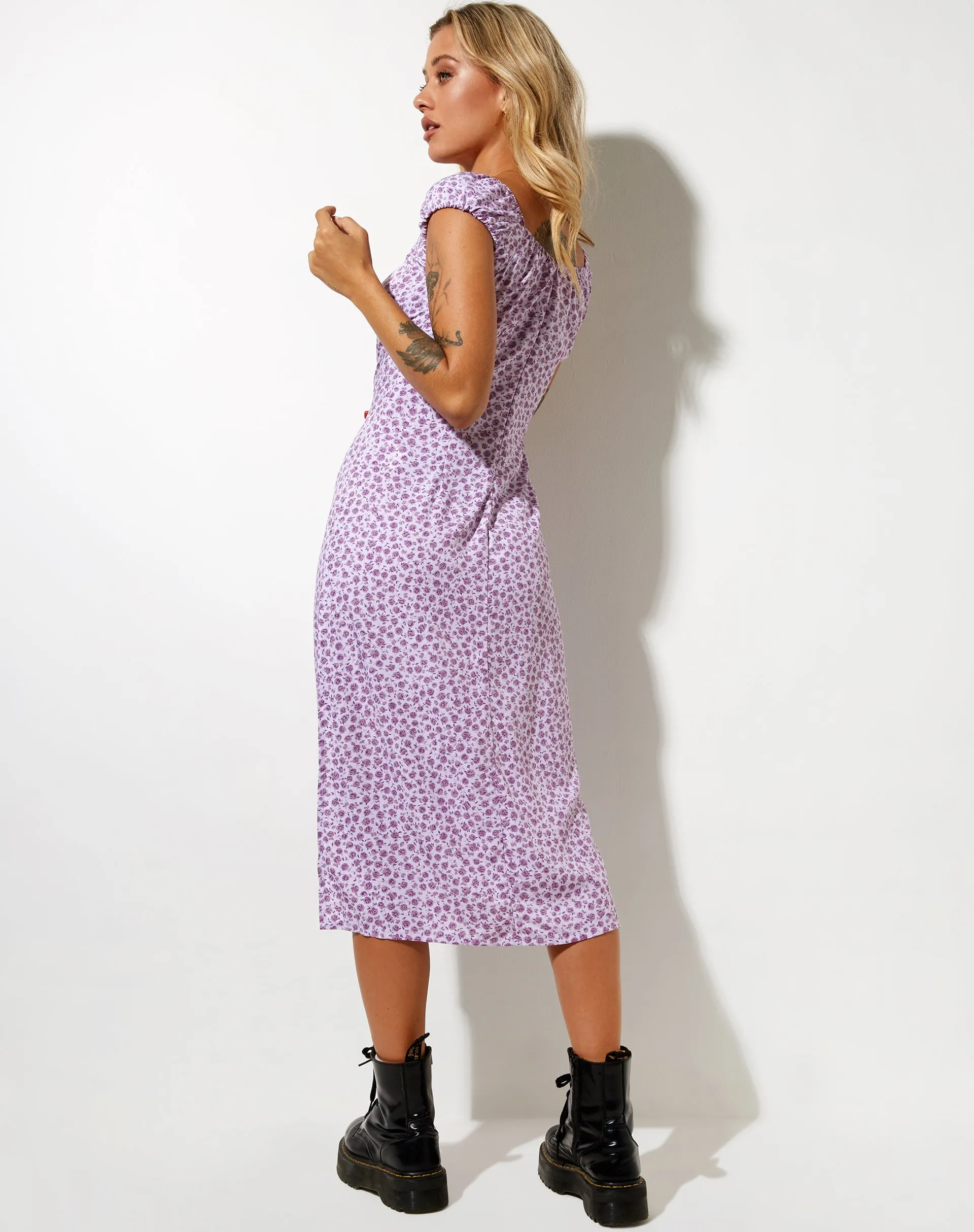 Lona Midi Dress in Ditsy Rose Lilac sold by Motel Rocks product image thumbnail 5