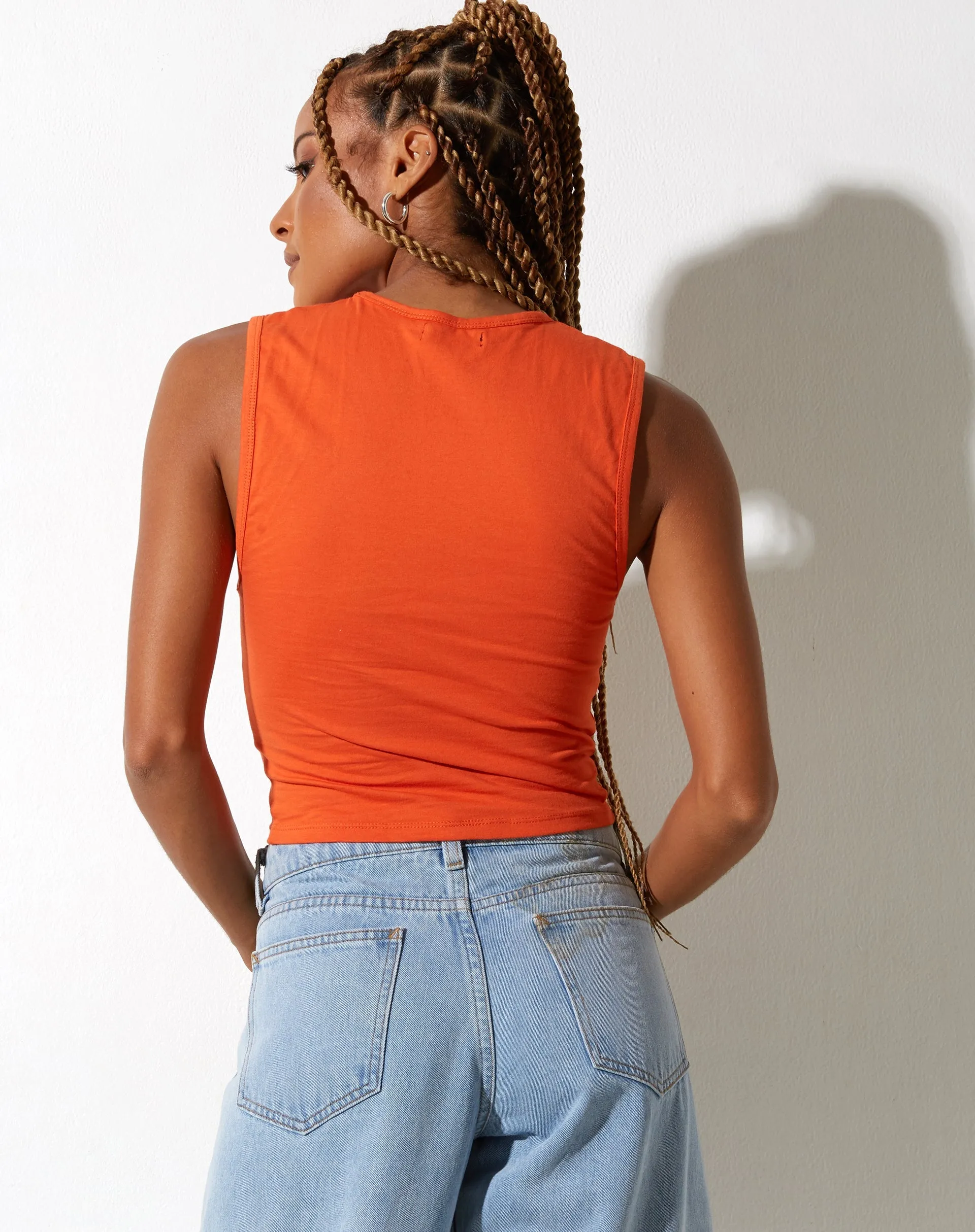 Monlo Vest Top in Aperol Spritz Orange Lips sold by Motel Rocks product image thumbnail 2