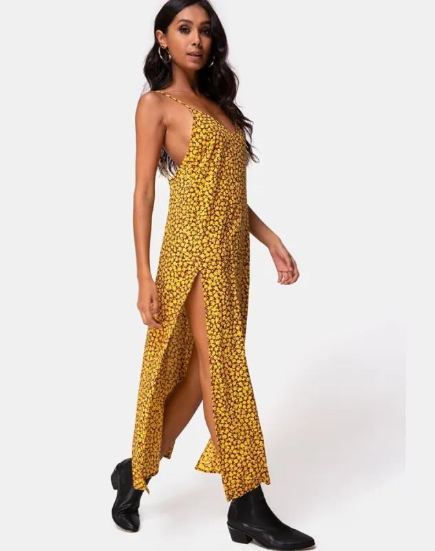 Hime Maxi Dress in Ditsy Rose Marigold sold by Motel Rocks