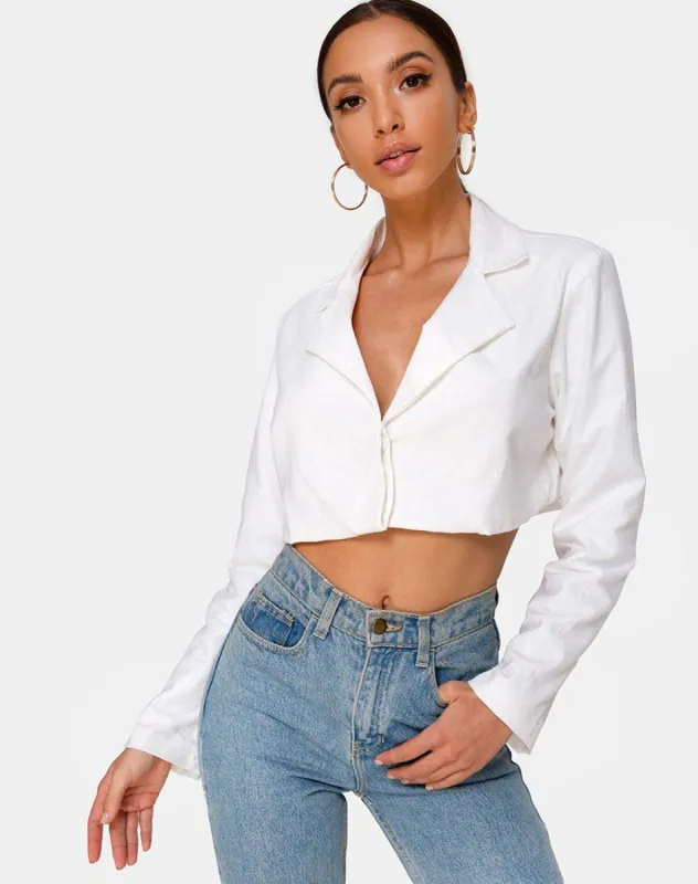 Noly Cropped Blazer in Ivory sold by Motel Rocks
