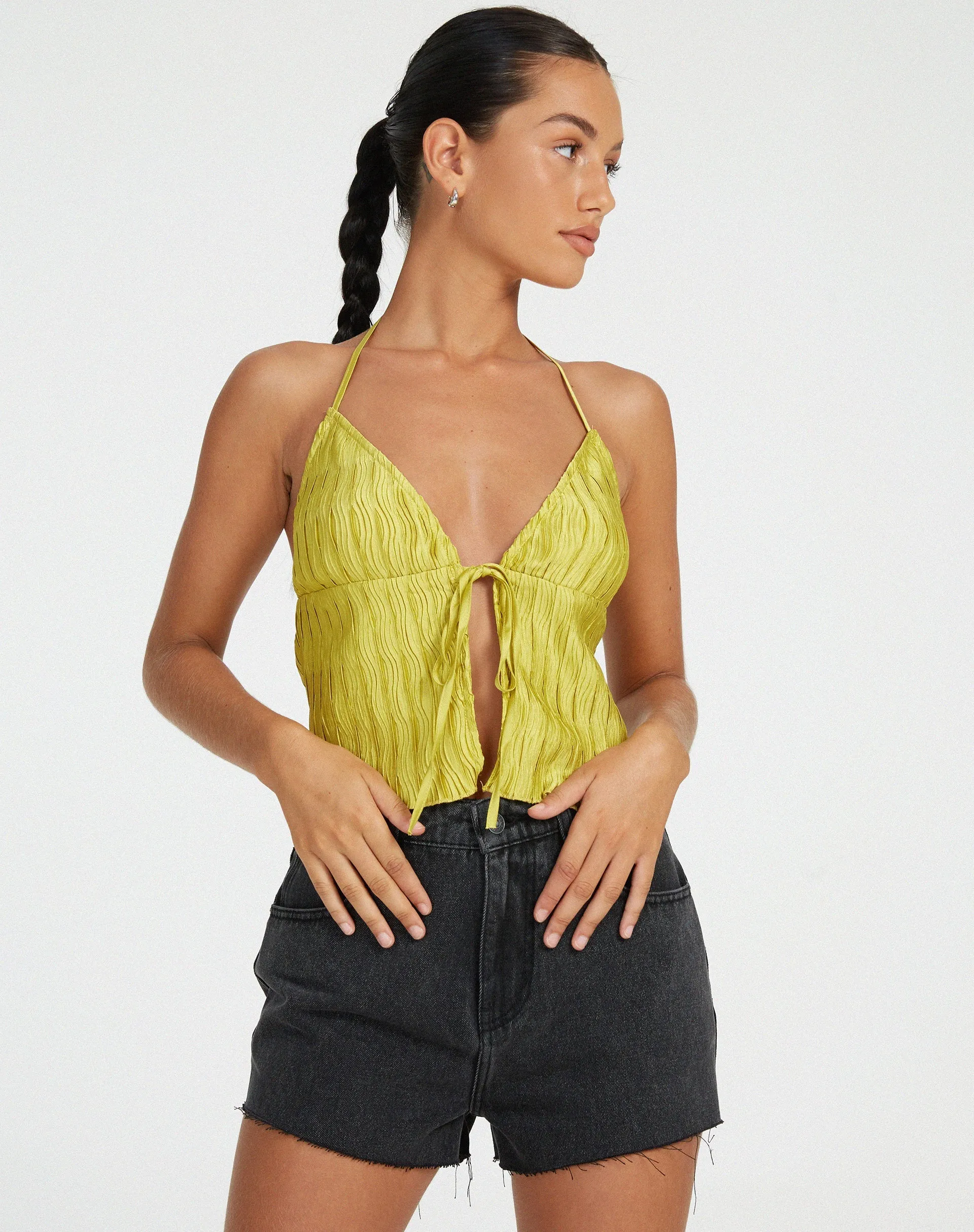 Dama Crop Top in Crinkle Gold sold by Motel Rocks product image thumbnail 5