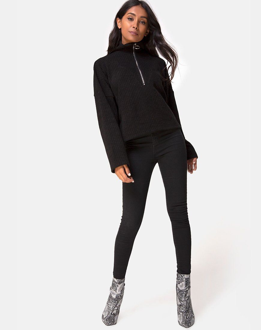 Vinnie Jumper in Knit Black sold by Motel Rocks product image thumbnail 5