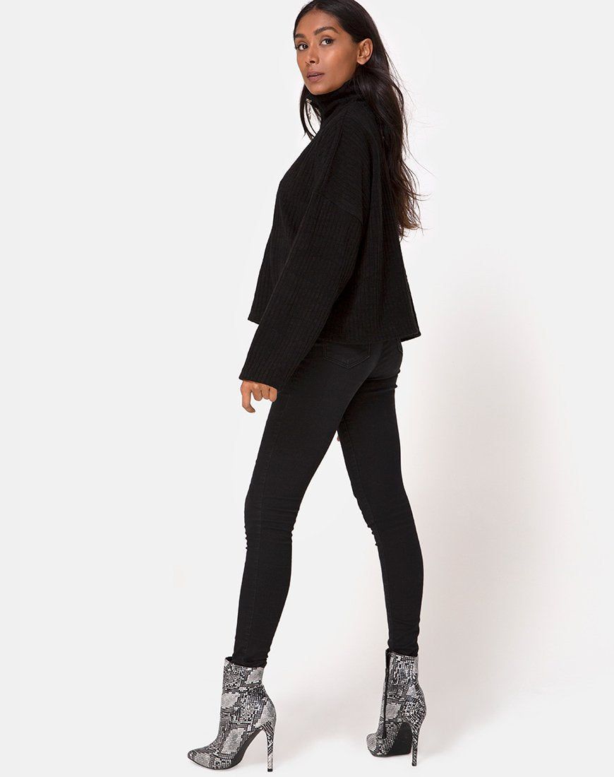 Vinnie Jumper in Knit Black sold by Motel Rocks product image thumbnail 3