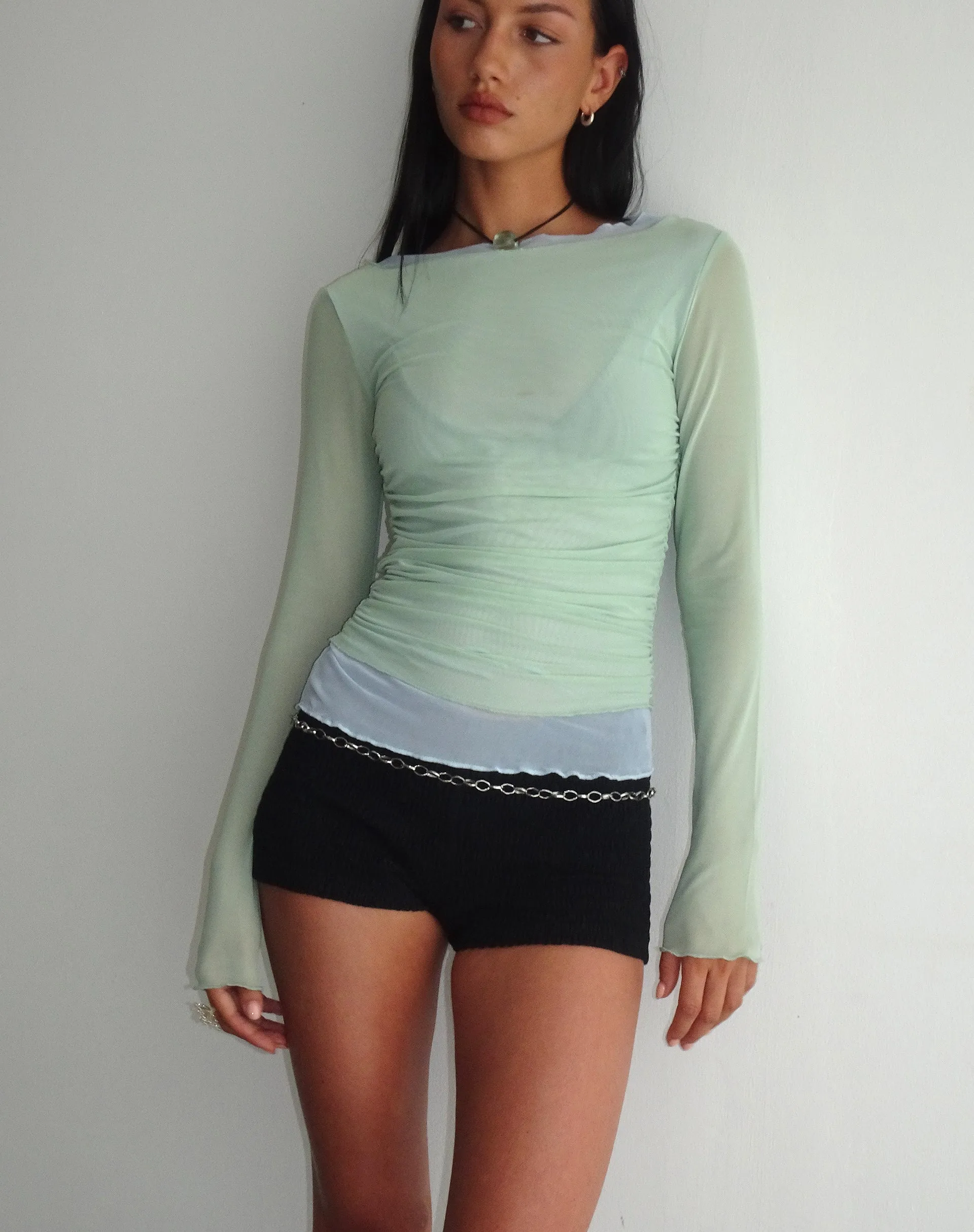 Vrist Long Sleeve Mesh Top in Frost Blue sold by Motel Rocks product image thumbnail 5