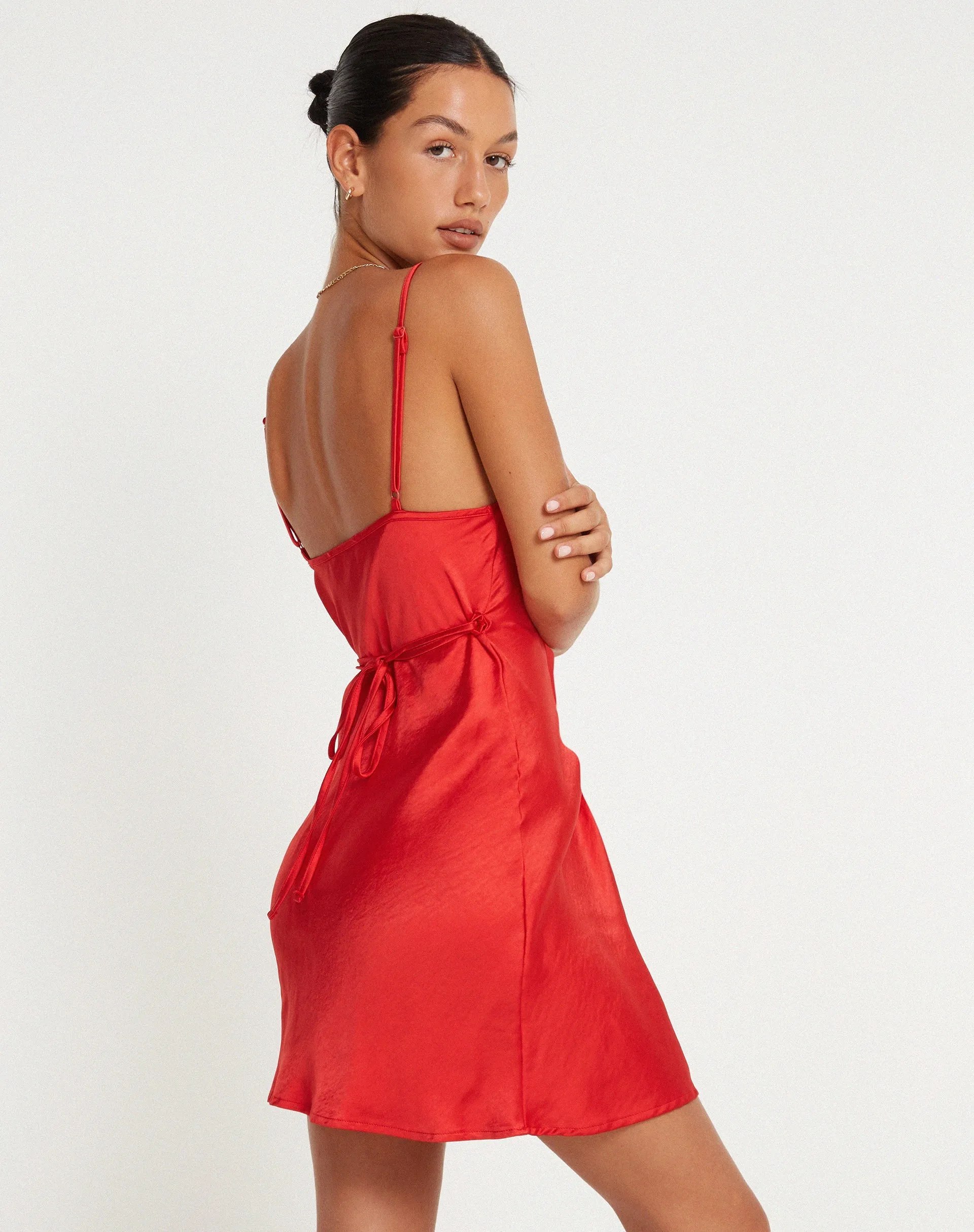 Paiva Slip Dress in Satin Red sold by Motel Rocks product image thumbnail 2