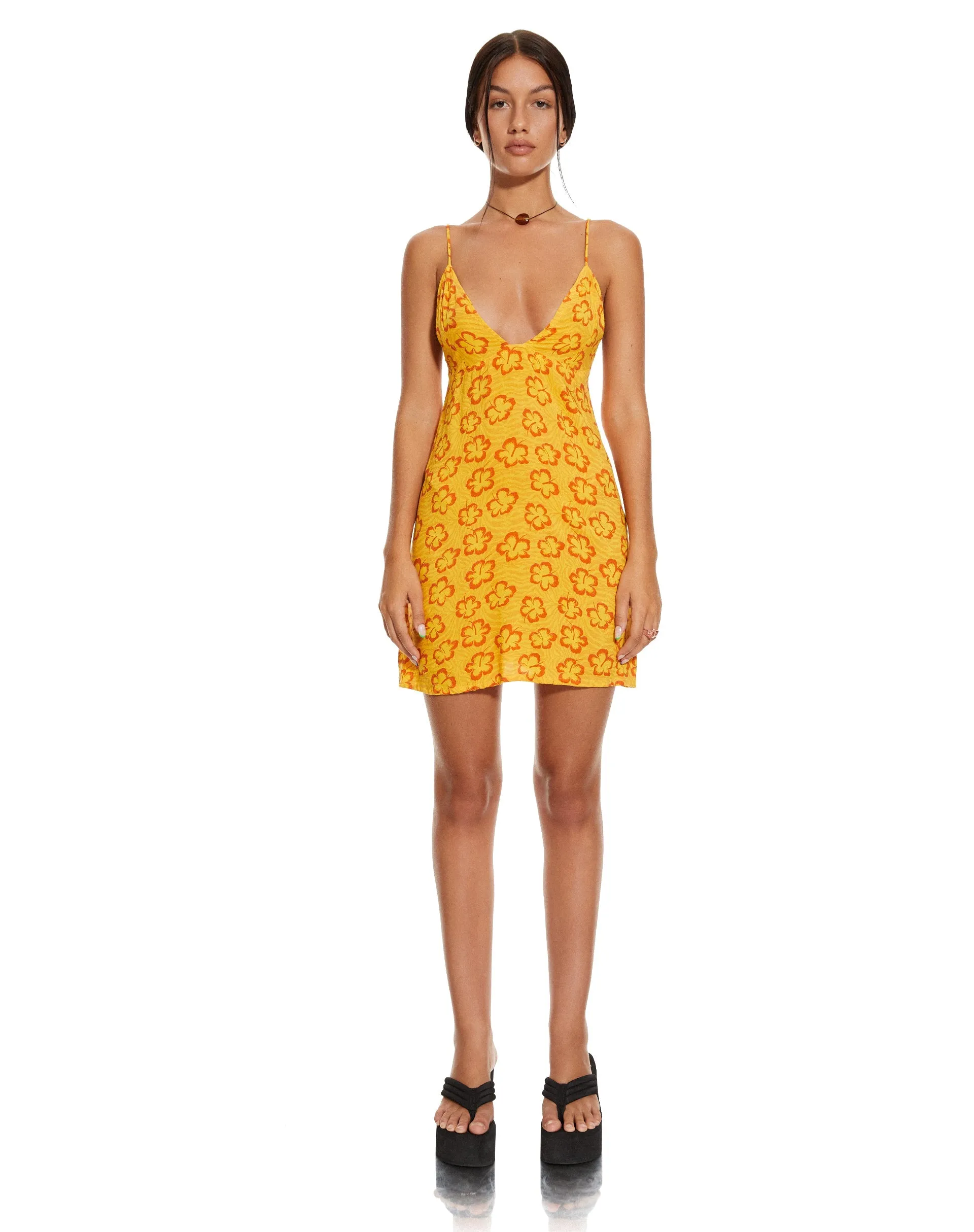 MOTEL X BARBARA Senor Mini Dress in Hibiscus Zebra Orange sold by Motel Rocks product image thumbnail 2
