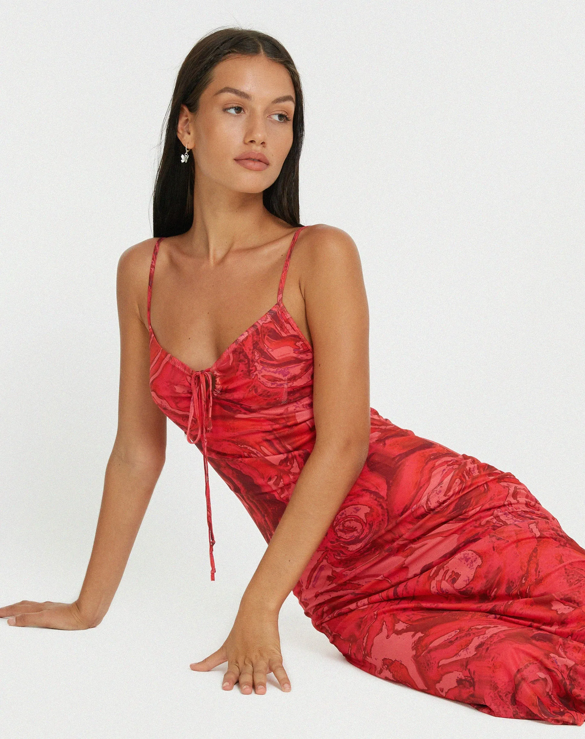 Coya Midi Dress in Rose Petal Red sold by Motel Rocks product image thumbnail 3