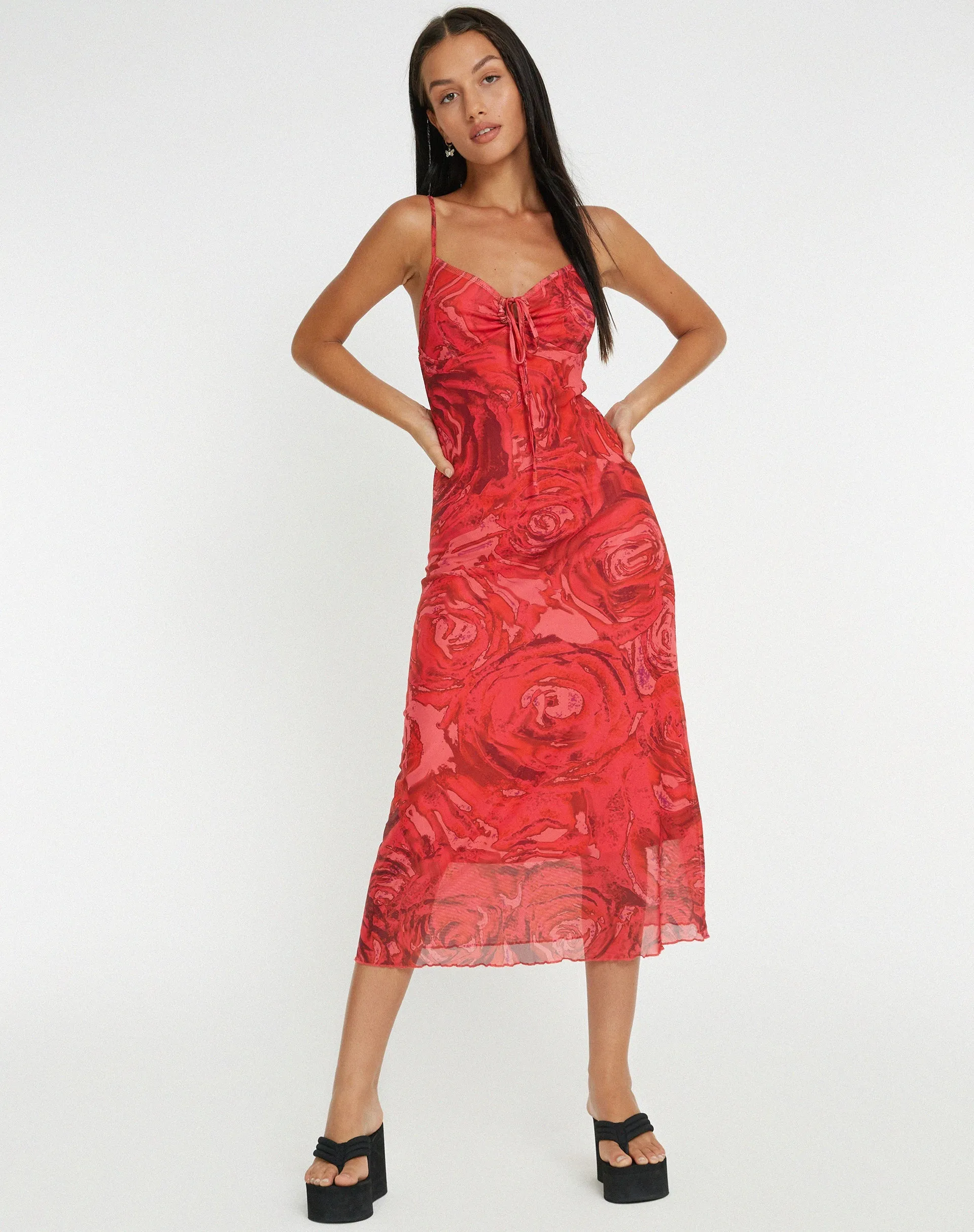 Coya Midi Dress in Rose Petal Red sold by Motel Rocks product image thumbnail 4