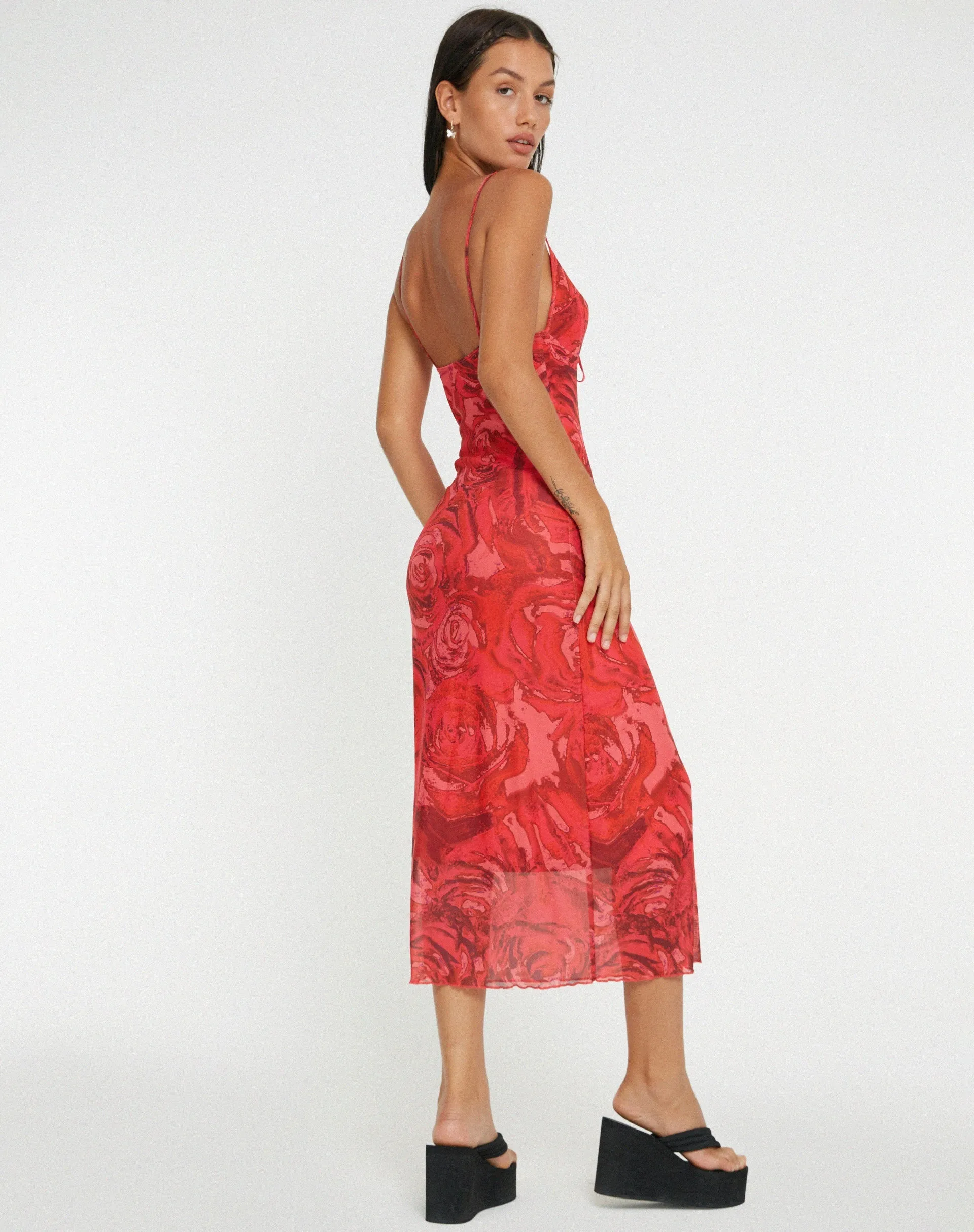 Coya Midi Dress in Rose Petal Red sold by Motel Rocks product image thumbnail 2