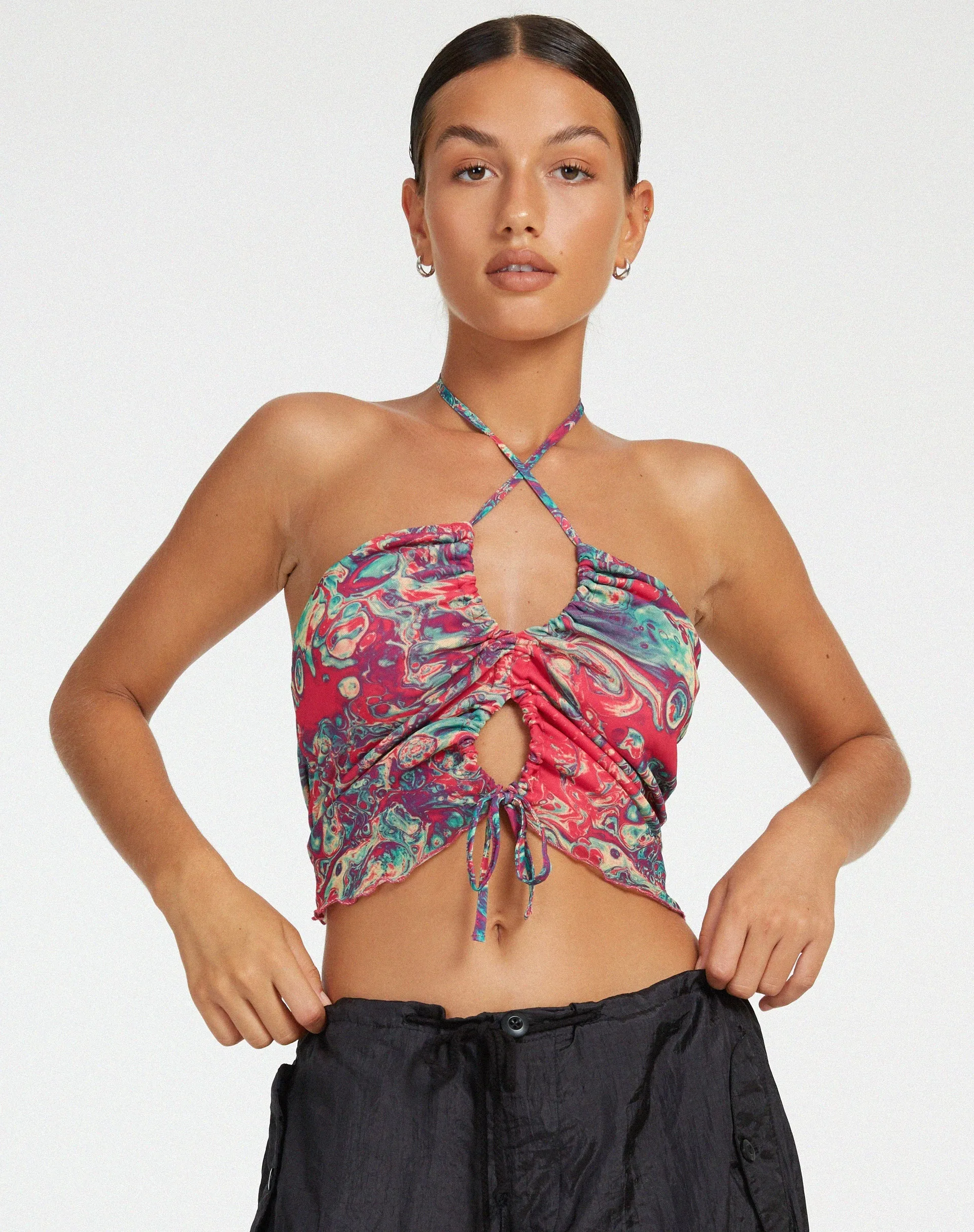 Fusena Cutout Top in Festival Print sold by Motel Rocks product image thumbnail 5