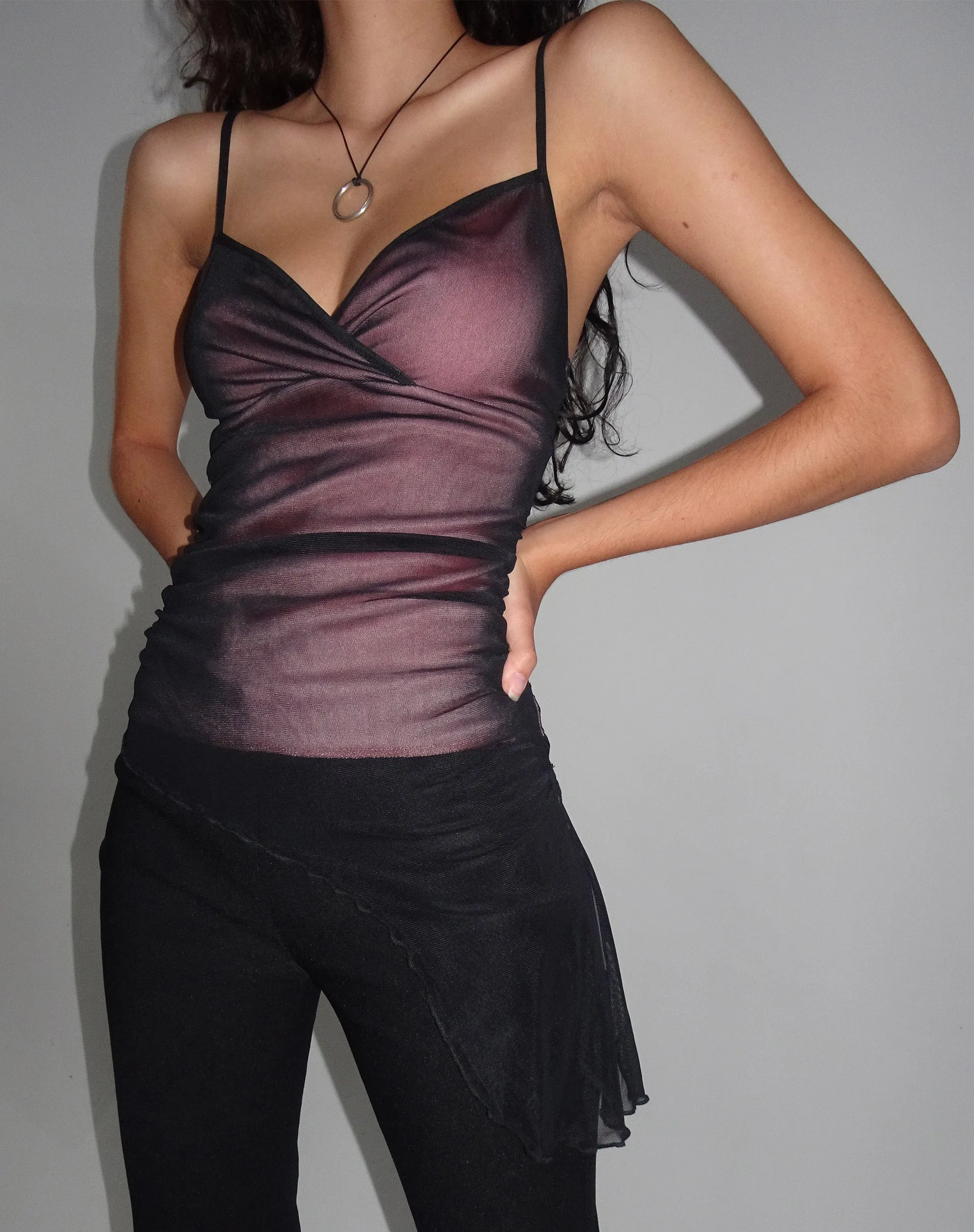 Waca Top in Black with Pink Lining sold by Motel Rocks