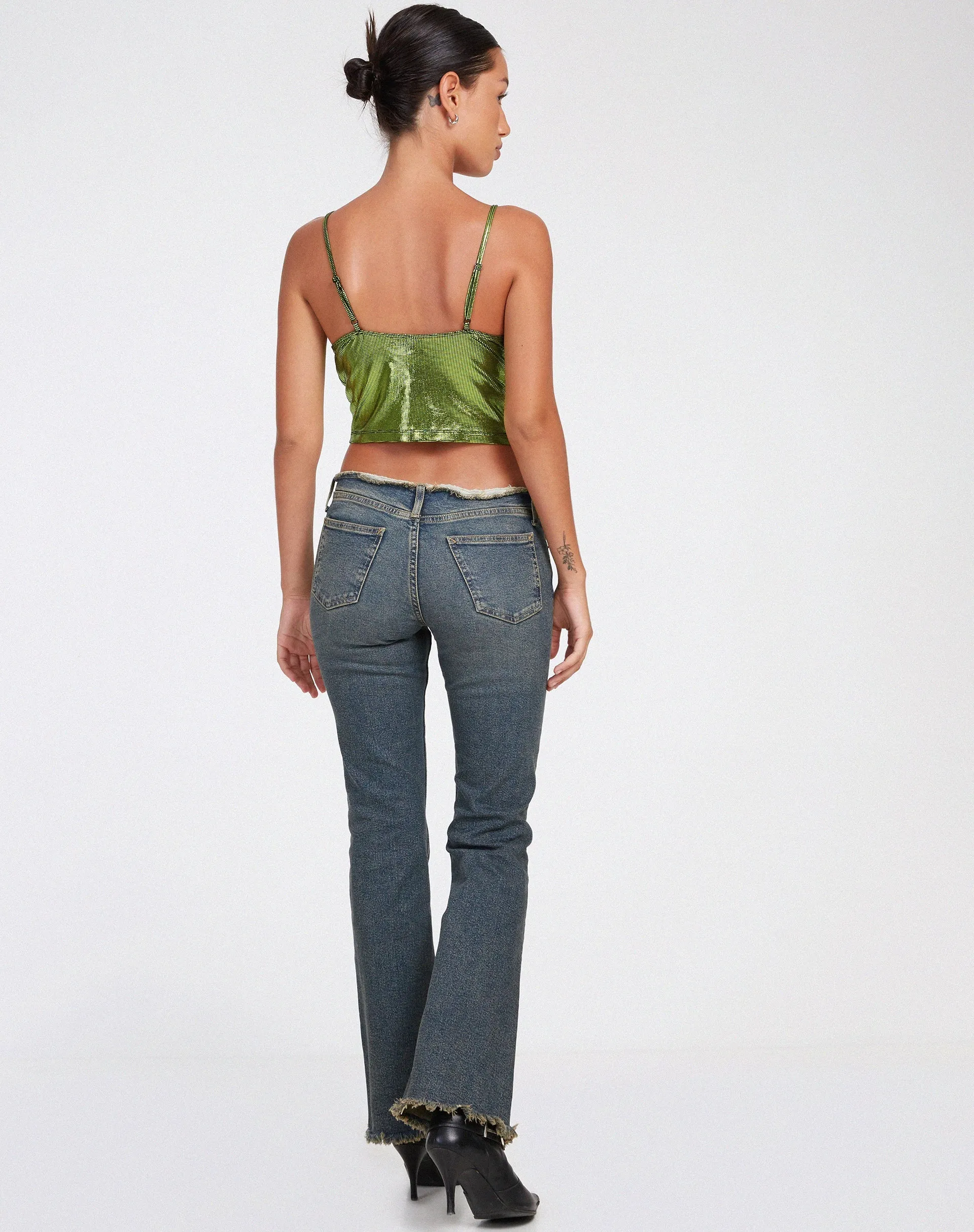 Rumak Crop Top in Holographic Lime sold by Motel Rocks product image thumbnail 4