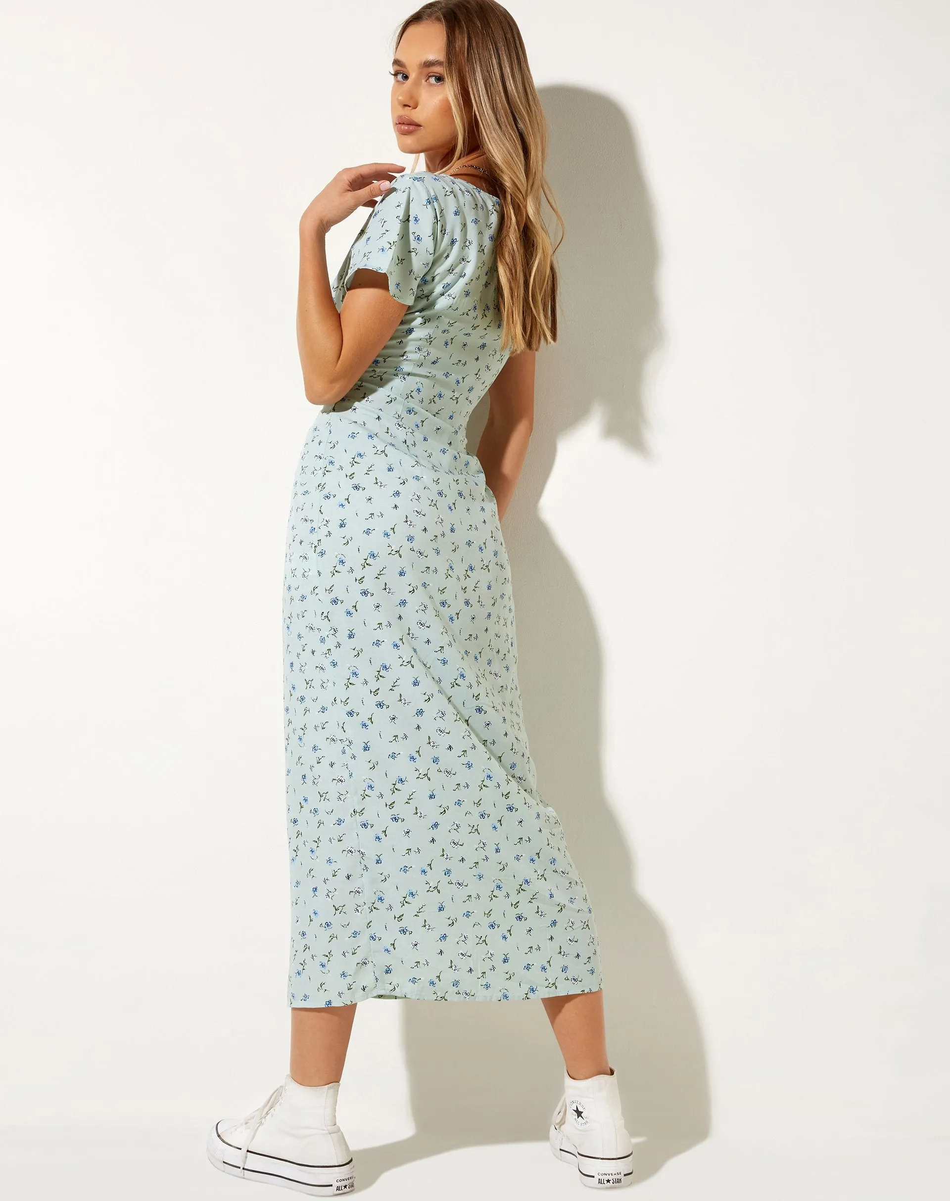 Larin Midi Dress in Pretty Petal Green sold by Motel Rocks product image thumbnail 2