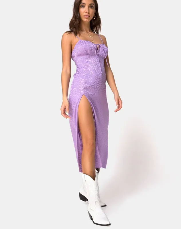 Cypress Midi Dress in Satin Ditsy Rose Lavender sold by Motel Rocks