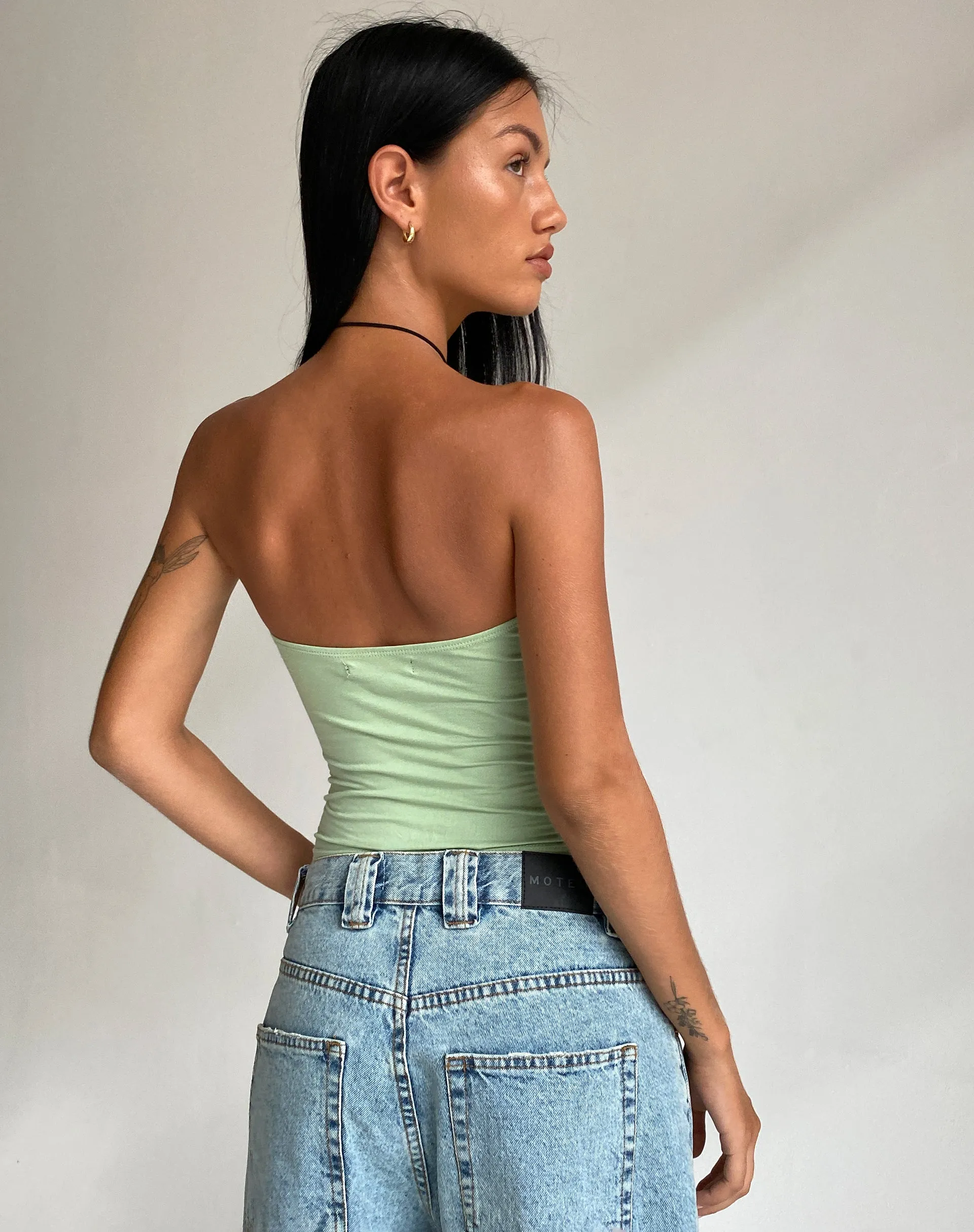 Dayu Bandeau Crop Top in Silver Sage sold by Motel Rocks product image thumbnail 2