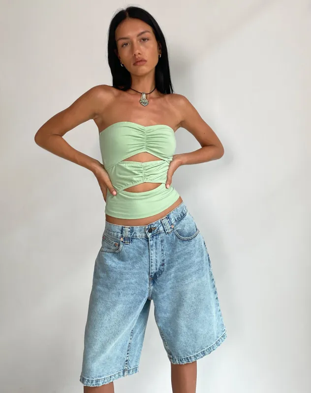 Dayu Bandeau Crop Top in Silver Sage sold by Motel Rocks