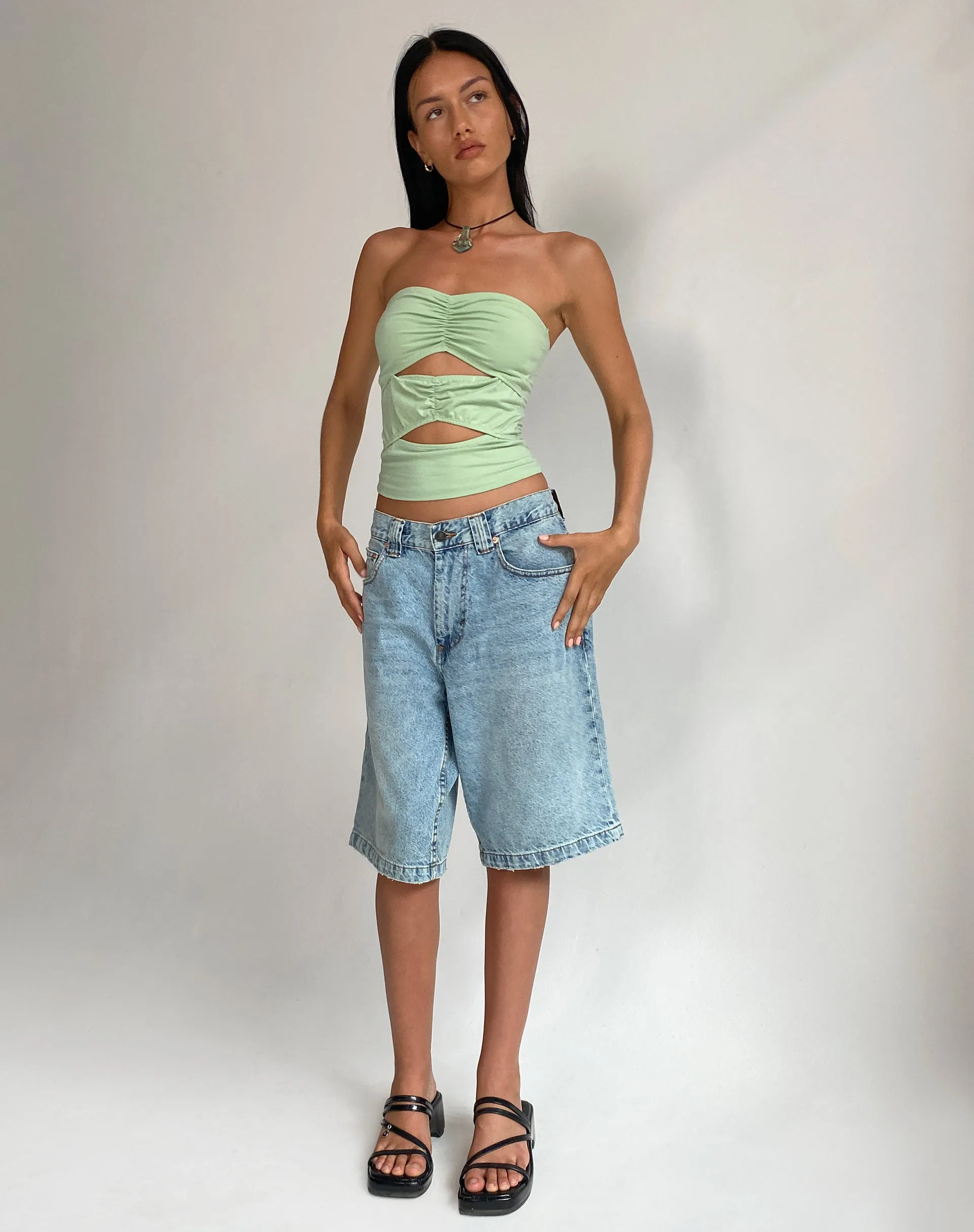 Dayu Bandeau Crop Top in Silver Sage sold by Motel Rocks product image thumbnail 4