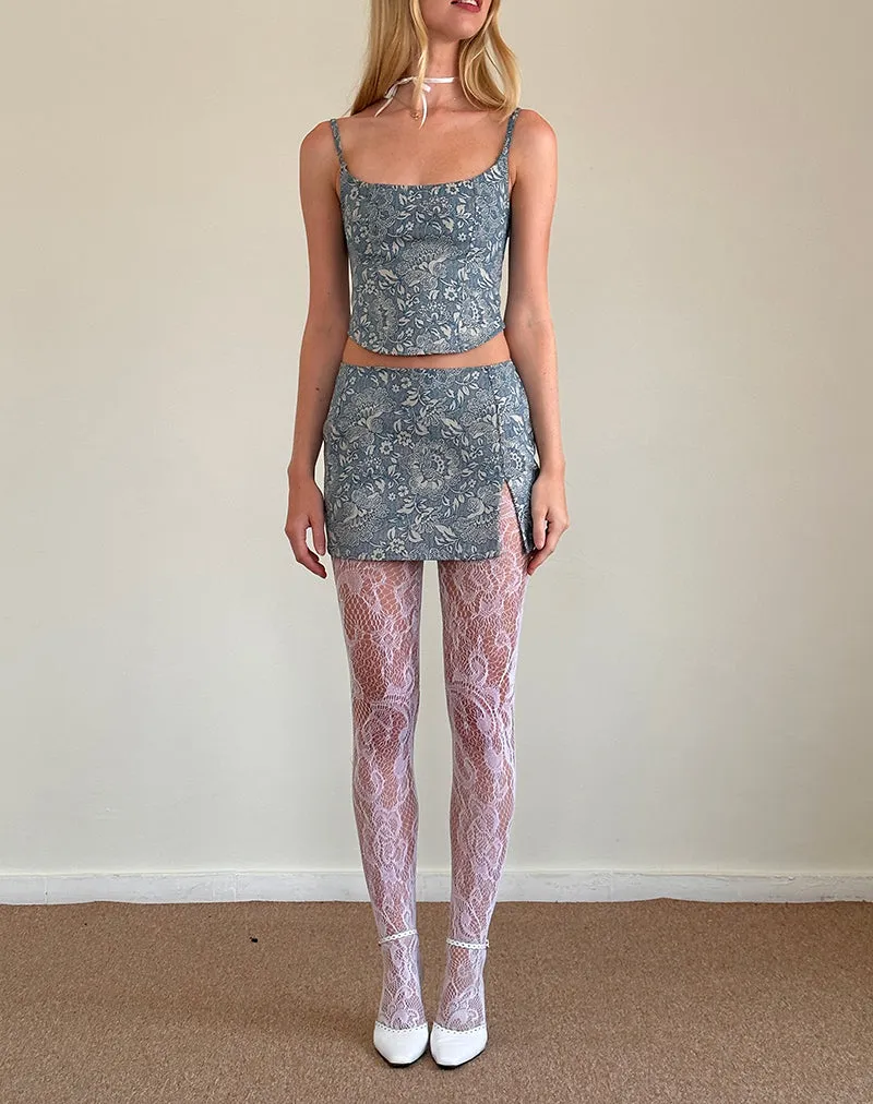 Pravara Mini Skirt in Blue Ornate Print sold by Motel Rocks product image thumbnail 3