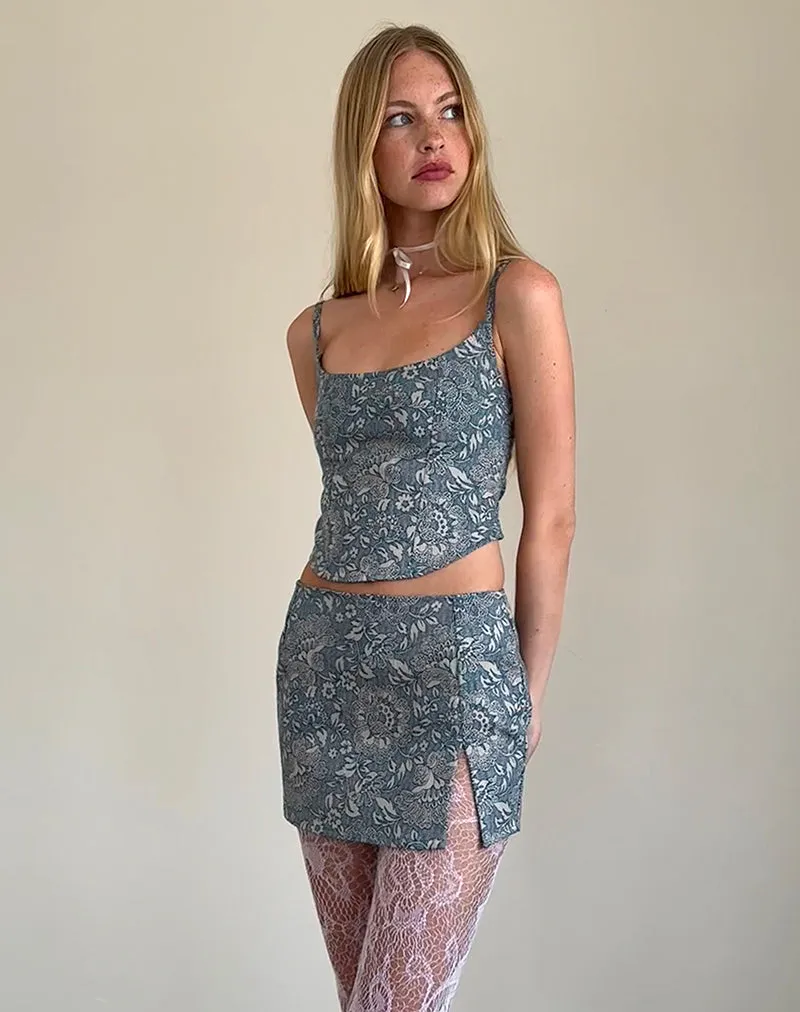 Pravara Mini Skirt in Blue Ornate Print sold by Motel Rocks product image thumbnail 4